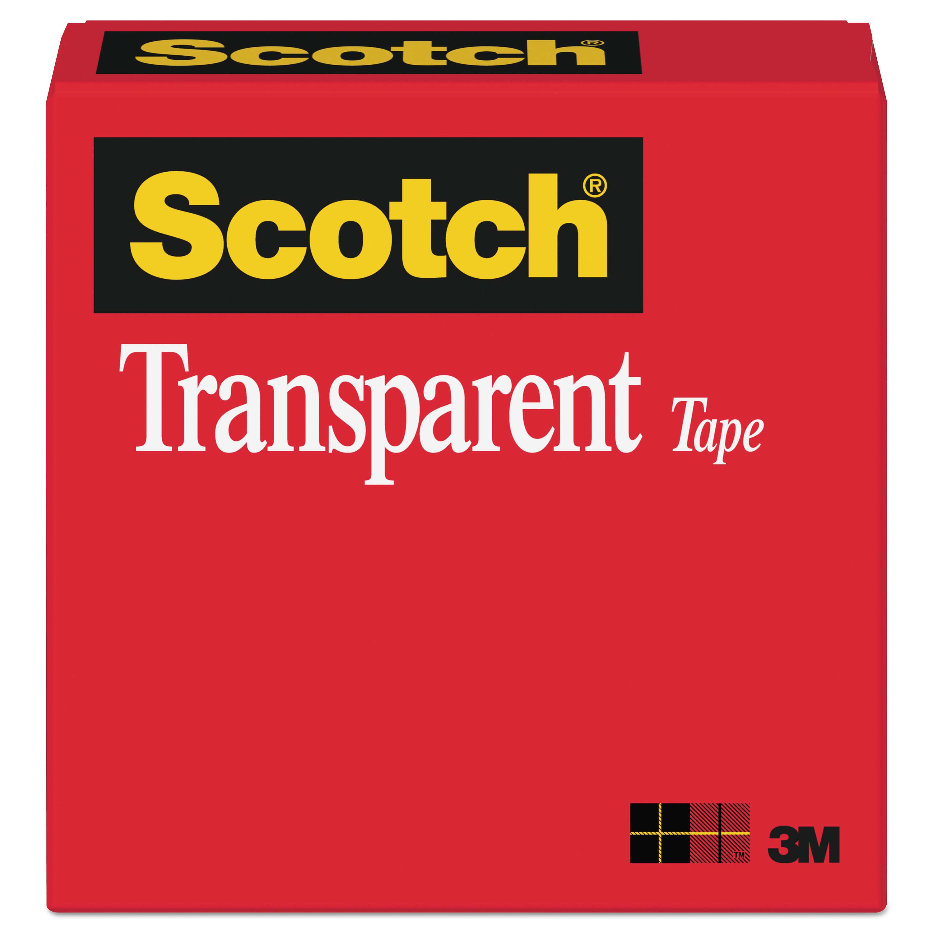 Transparent Tape, 1" Core, 0.5" x 36 yds, Transparent - 