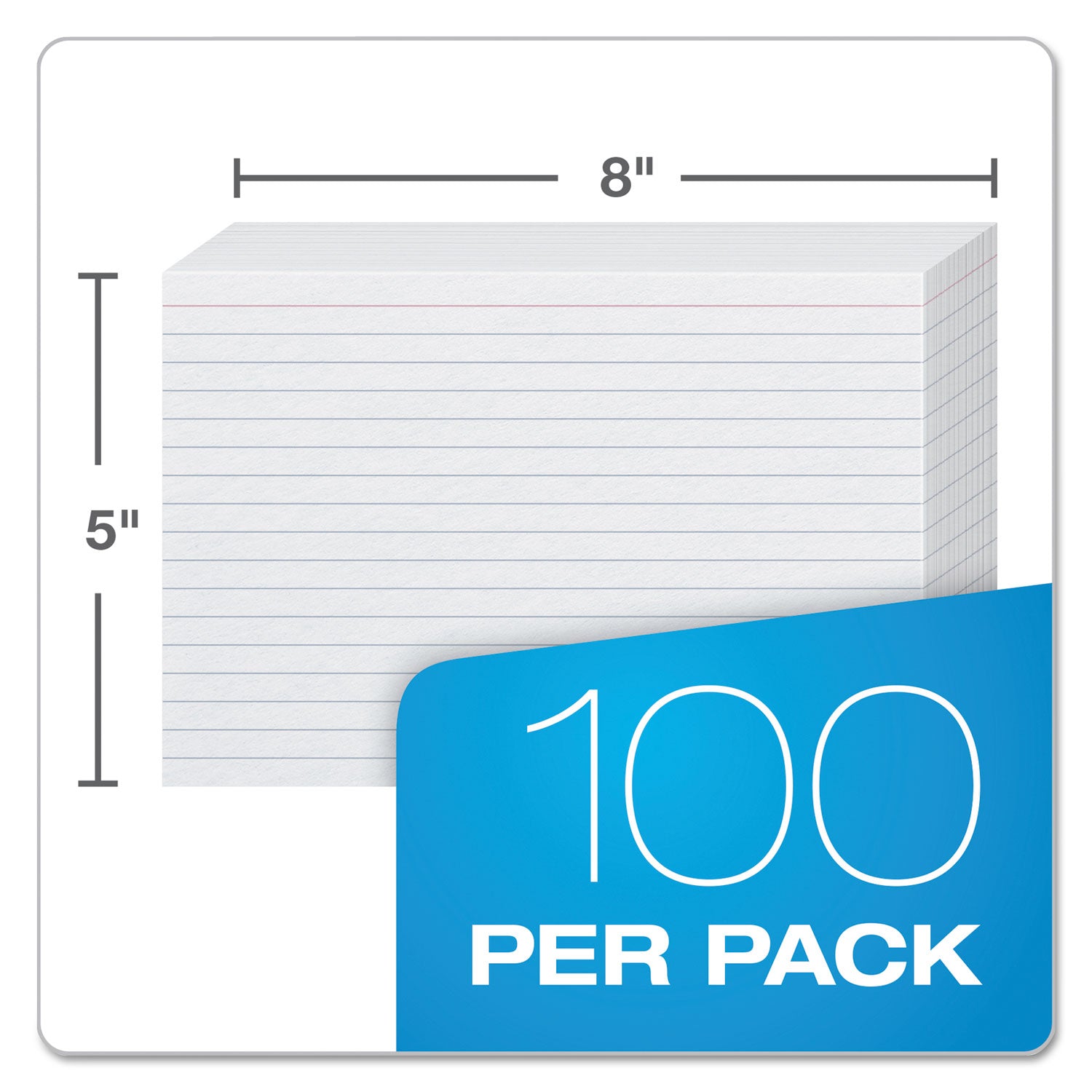 Ruled Index Cards, 5 x 8, White, 100/Pack