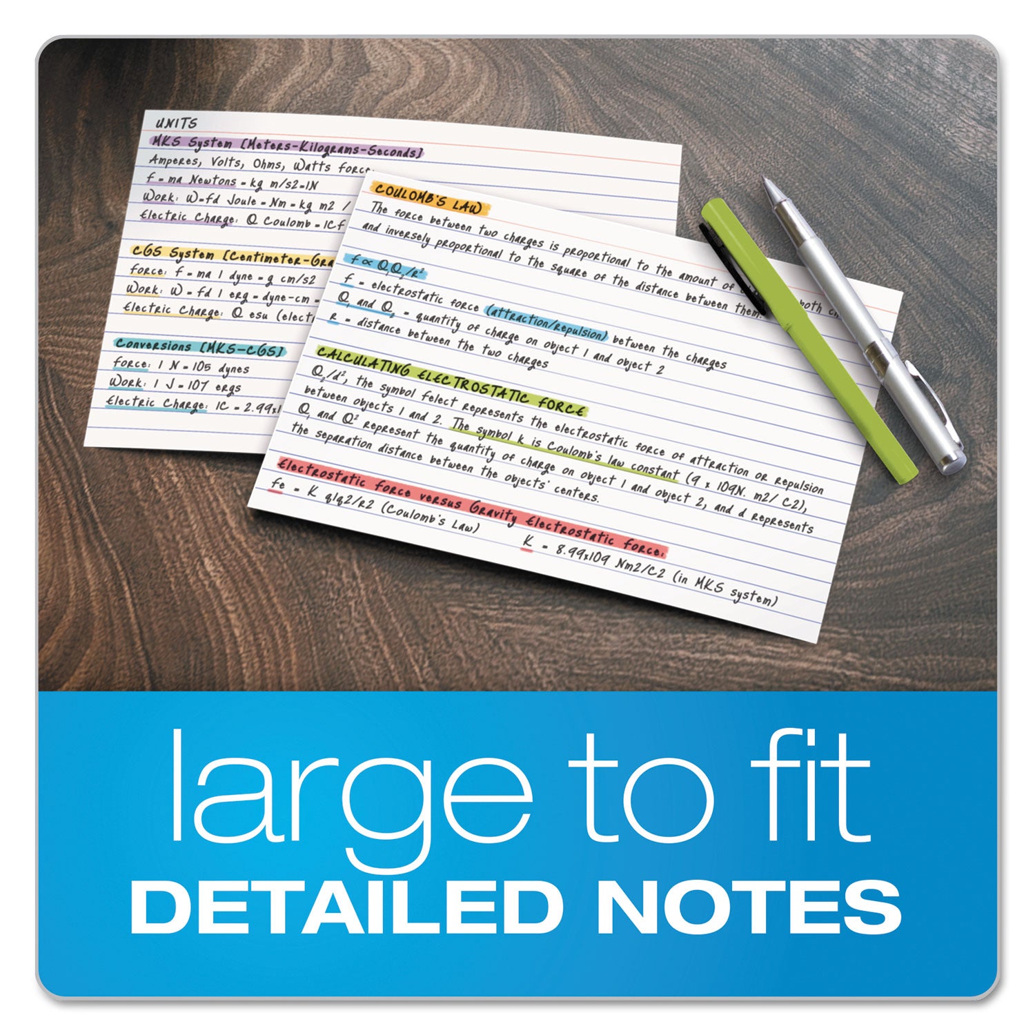 Ruled Index Cards, 5 x 8, White, 100/Pack