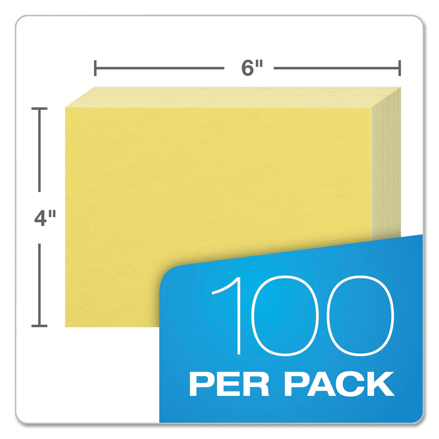 Unruled Index Cards, 4 x 6, Canary, 100/Pack - 