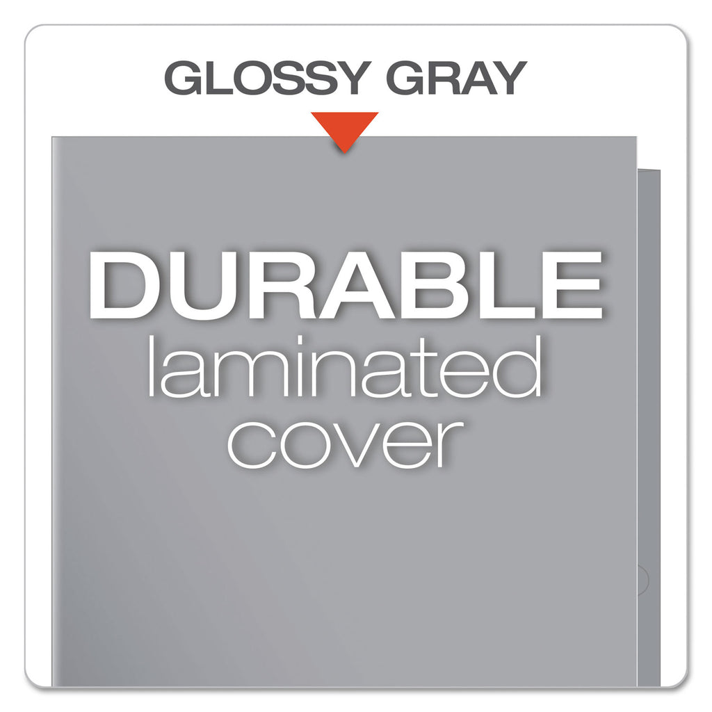 High Gloss Laminated Paperboard Folder, 100-Sheet Capacity, 11 x 8.5, Gray, 25/Box