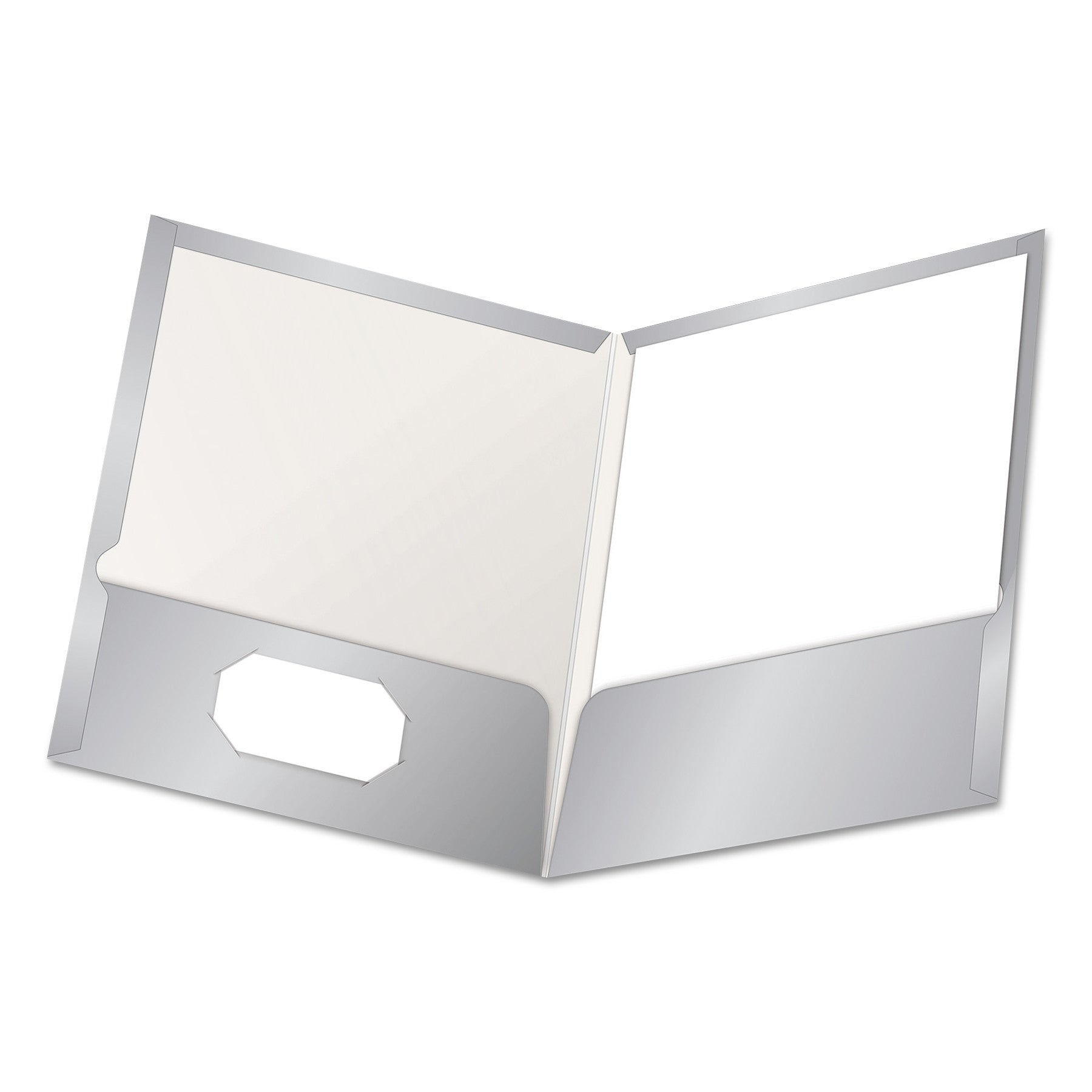 High Gloss Laminated Paperboard Folder, 100-Sheet Capacity, 11 x 8.5, Gray, 25/Box - 