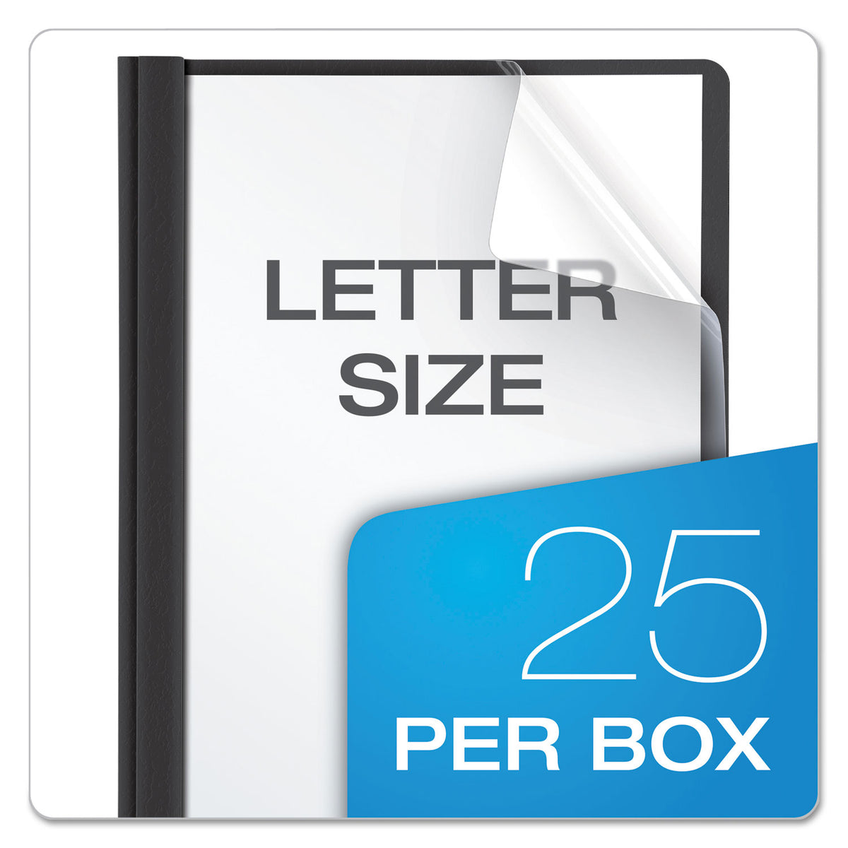 Clear Front Standard Grade Report Cover, Three-Prong Fastener, 0.5" Capacity, 8.5 x 11, Clear/Black, 25/Box