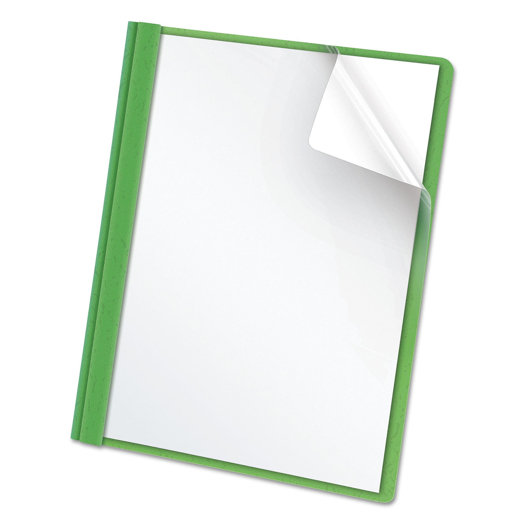 Clear Front Standard Grade Report Cover, Three-Prong Fastener, 0.5" Capacity, 8.5 x 11, Clear/Green, 25/Box - 