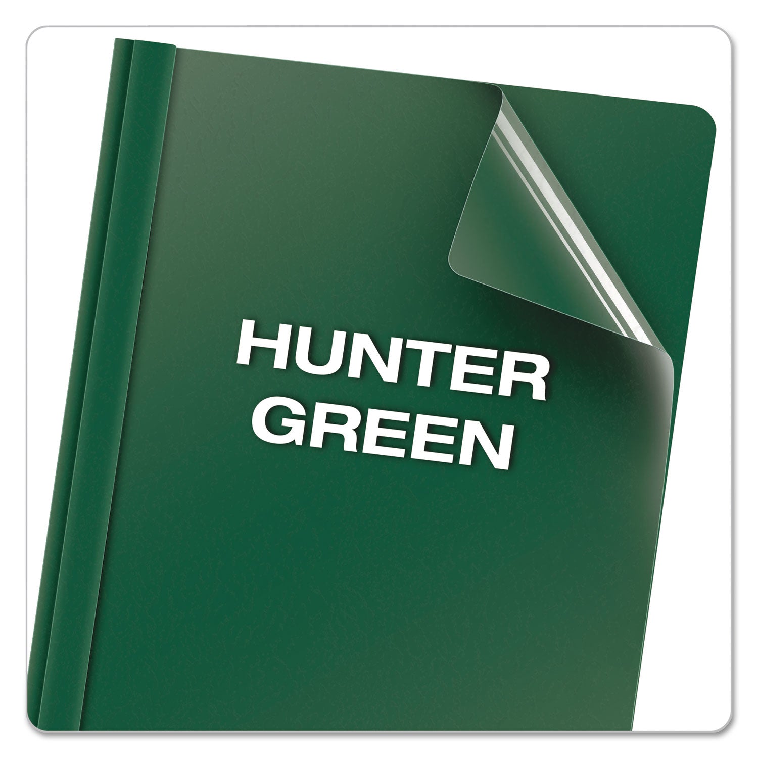 Clear Front Report Cover, Three-Prong Fastener, 0.5" Capacity, 8.5 x 11, Clear/ Hunter Green, 25/Box - 