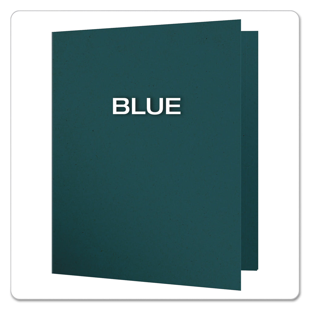 Earthwise by Oxford 100% Recycled Paper Twin-Pocket Portfolio, 100-Sheet Capacity, 11 x 8.5, Blue, 25/Box