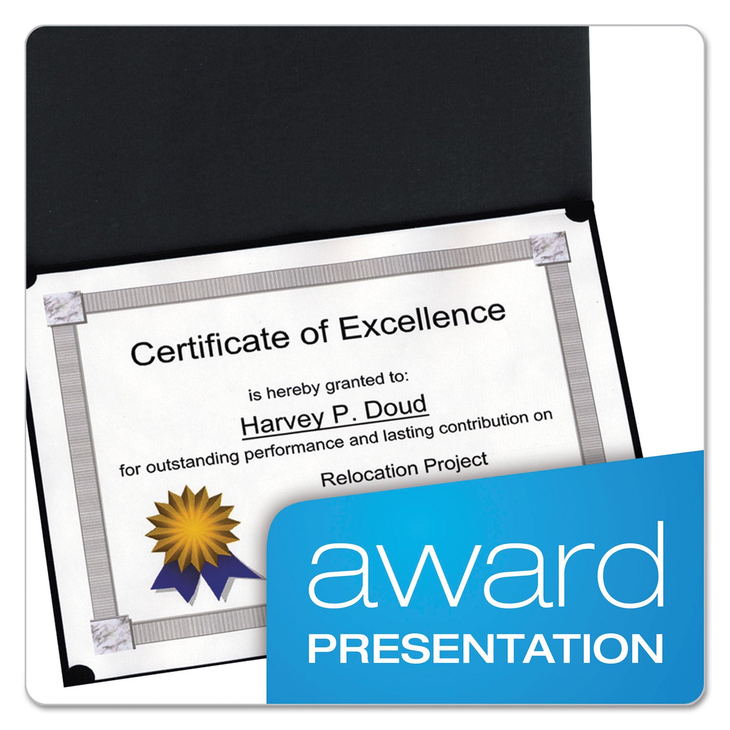 Certificate Holder, 11.25 x 8.75, Black, 5/Pack - 