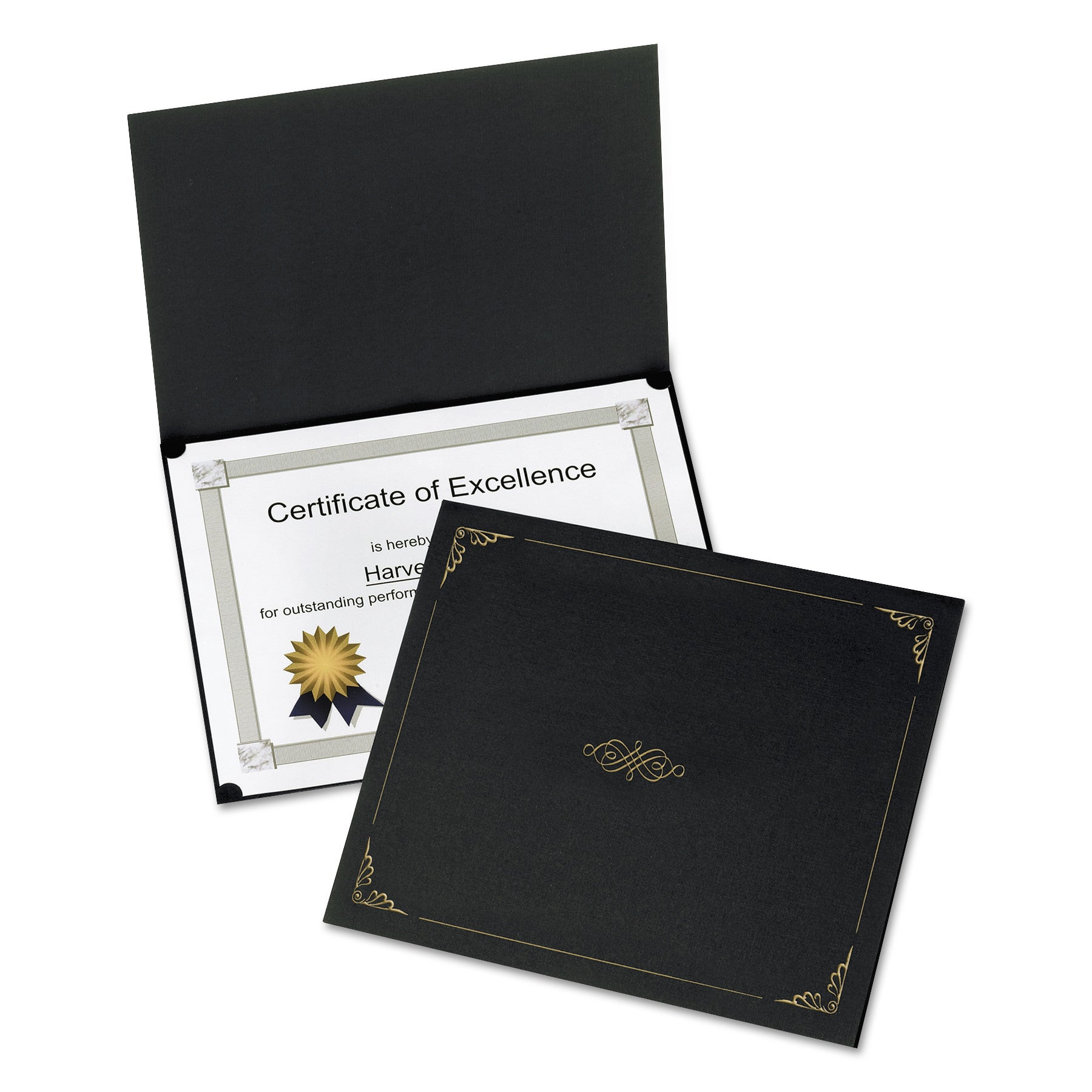 Certificate Holder, 11.25 x 8.75, Black, 5/Pack - 