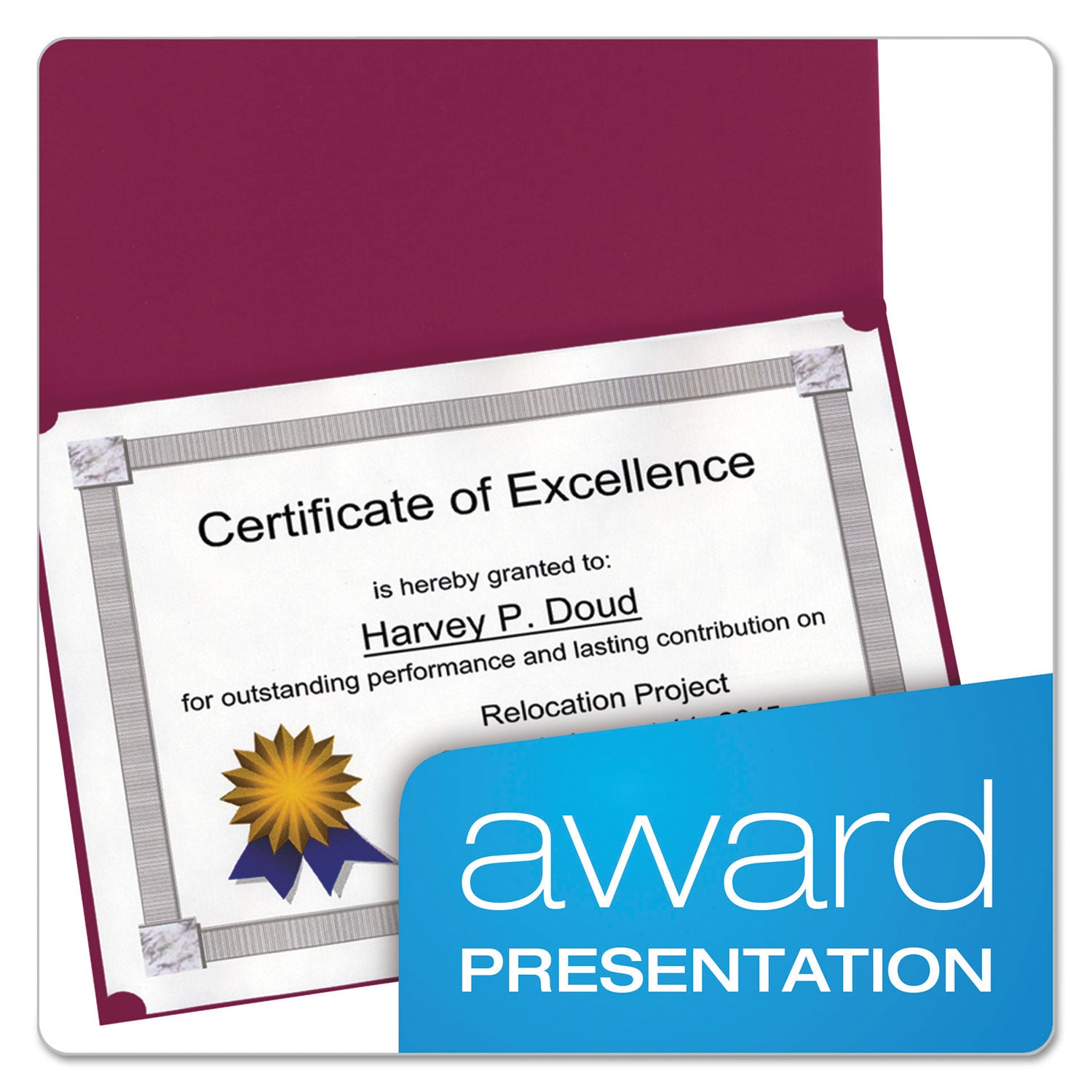 Certificate Holder, 11.25 x 8.75, Burgundy, 5/Pack - 