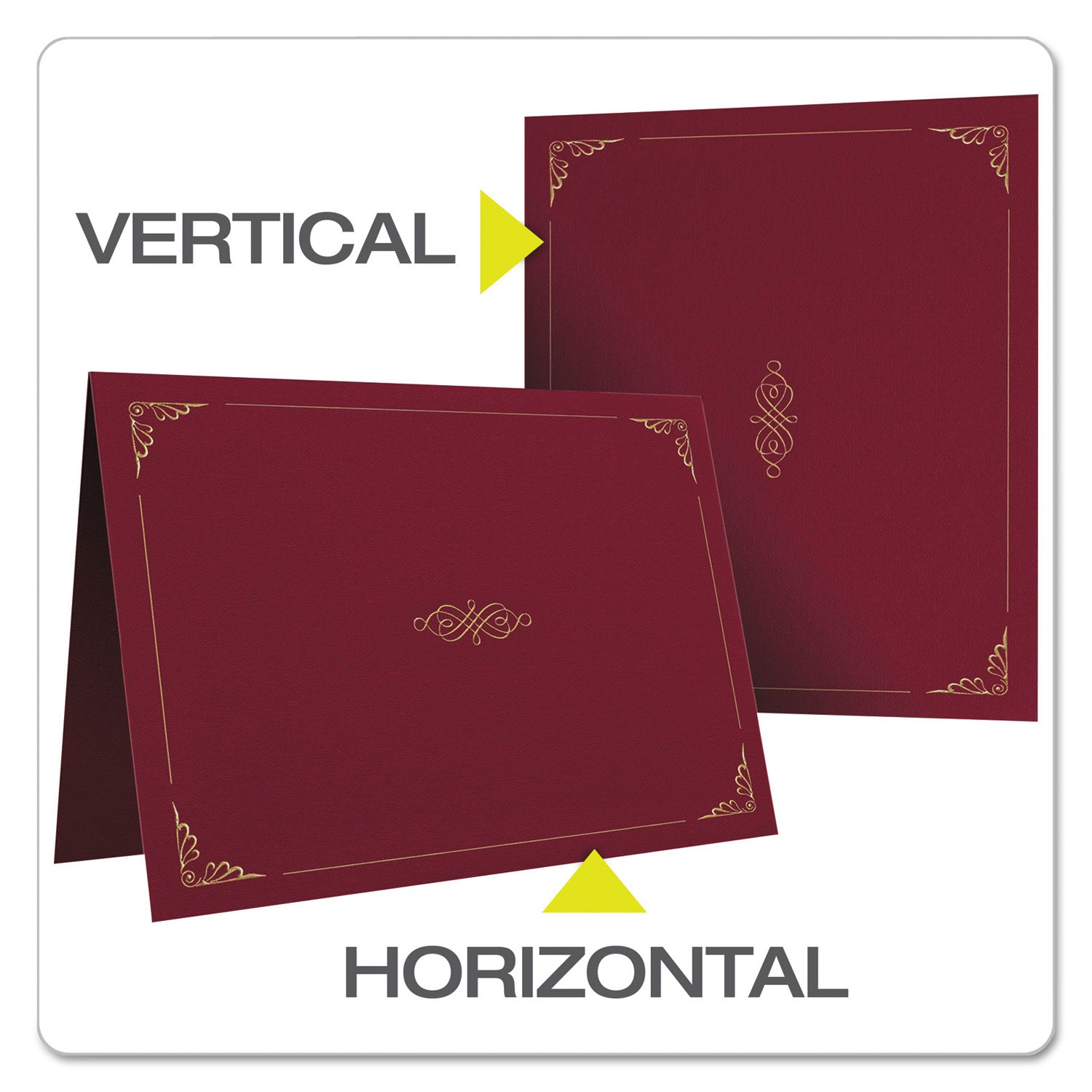 Certificate Holder, 11.25 x 8.75, Burgundy, 5/Pack - 