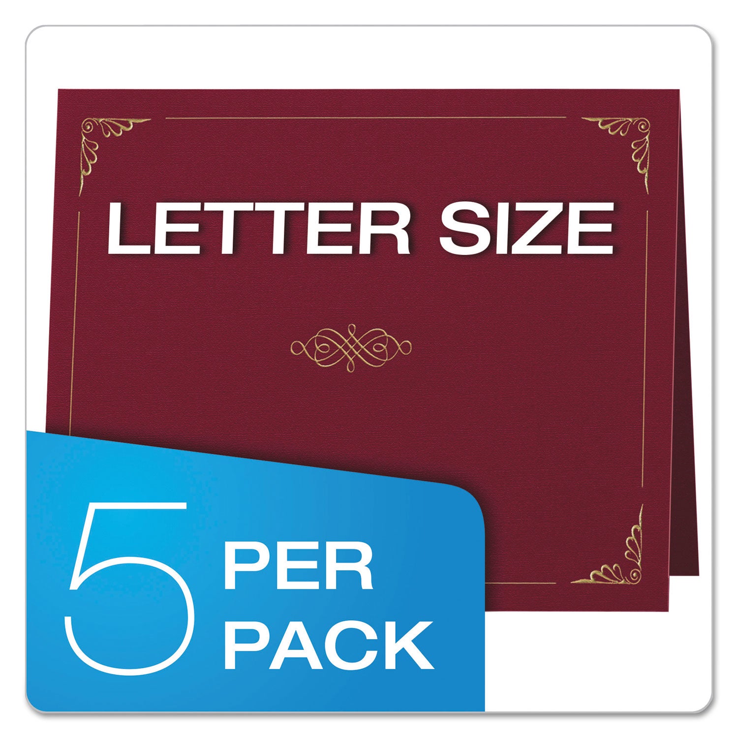 Certificate Holder, 11.25 x 8.75, Burgundy, 5/Pack - 