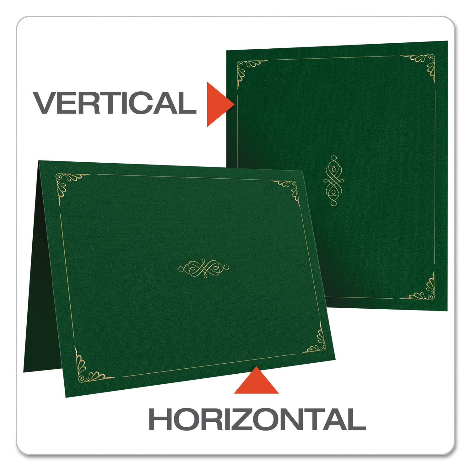 Certificate Holder, 11.25 x 8.75, Green, 5/Pack - 