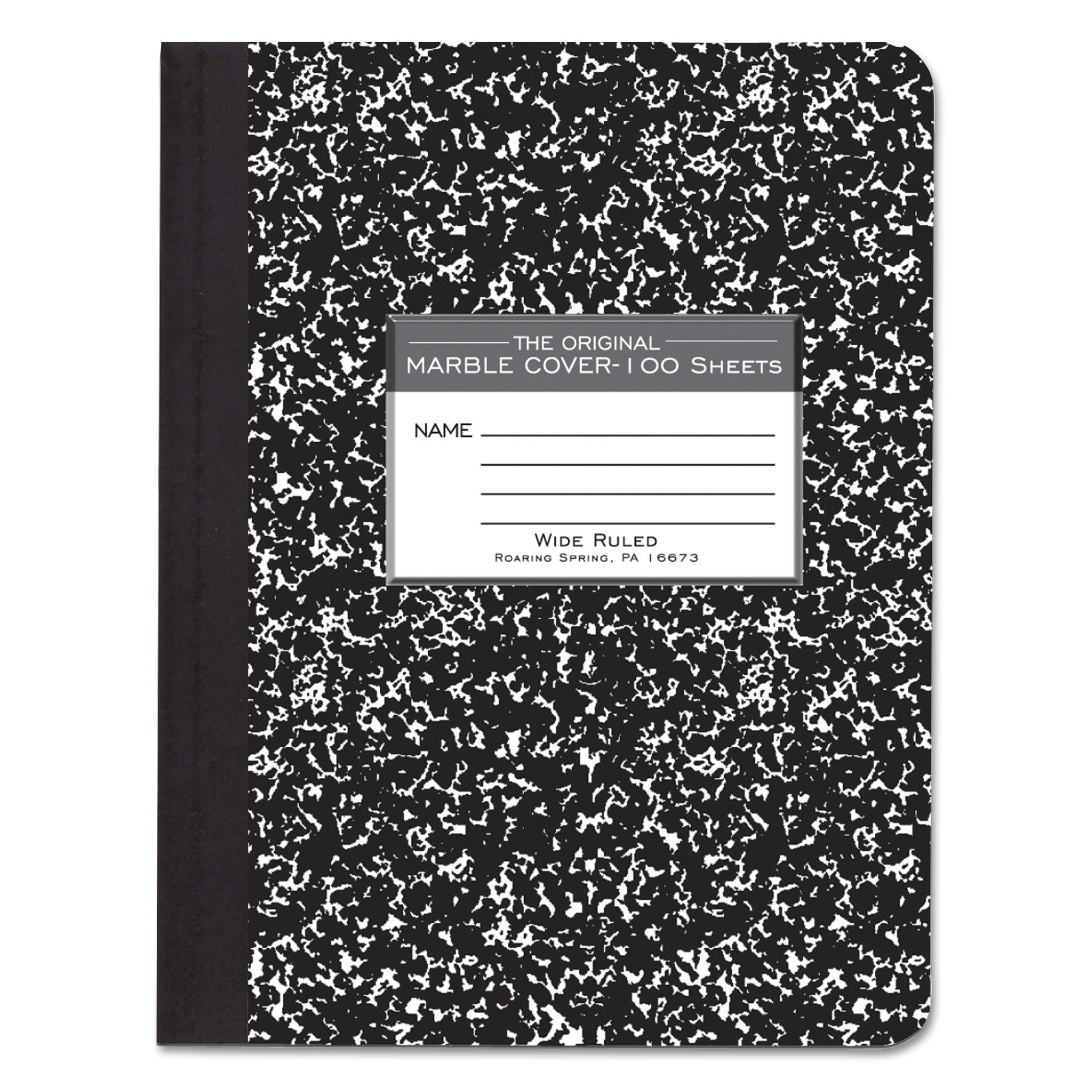 Marble Cover Composition Book, Wide/Legal Rule, Black Marble Cover, (100) 9.75 x 7.5 Sheets - 