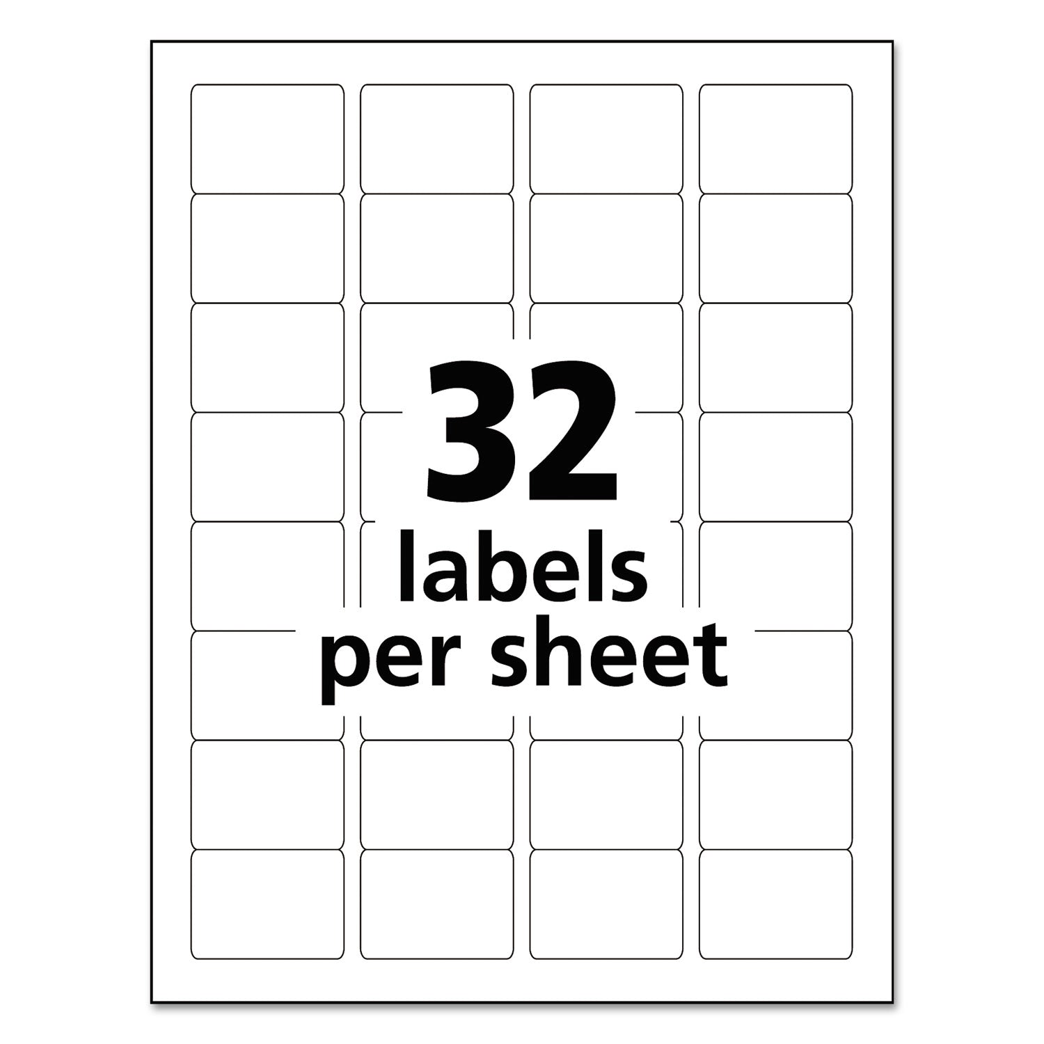 Durable Permanent ID Labels with TrueBlock Technology, Laser Printers, 1.25 x 1.75, White, 32/Sheet, 50 Sheets/Pack