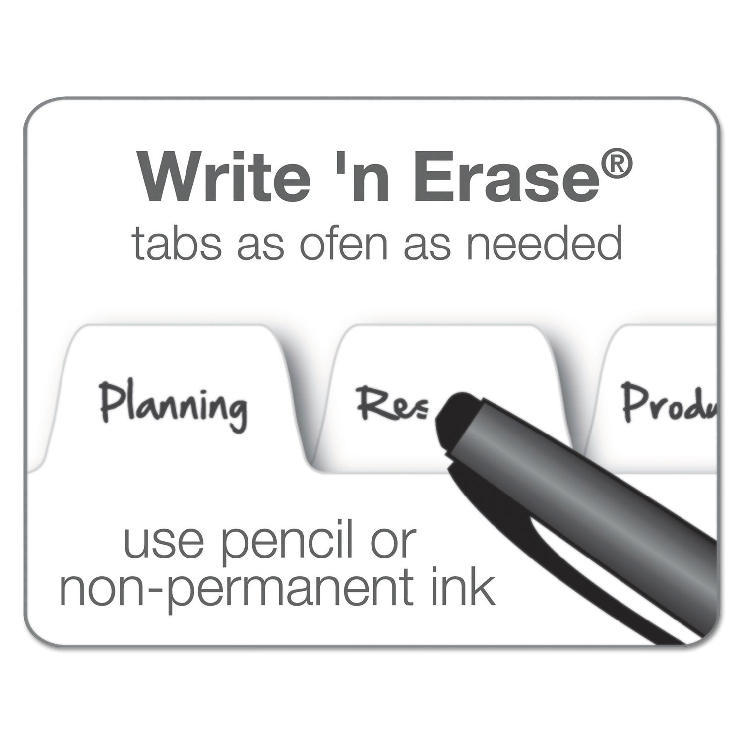 Write 'n Erase Tabloid Index Dividers, 5-Tab, 11 x 17, White, 1 Set - 