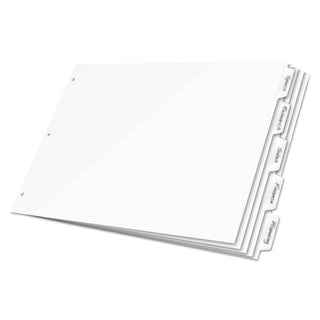 Write 'n Erase Tabloid Index Dividers, 5-Tab, 11 x 17, White, 1 Set - 