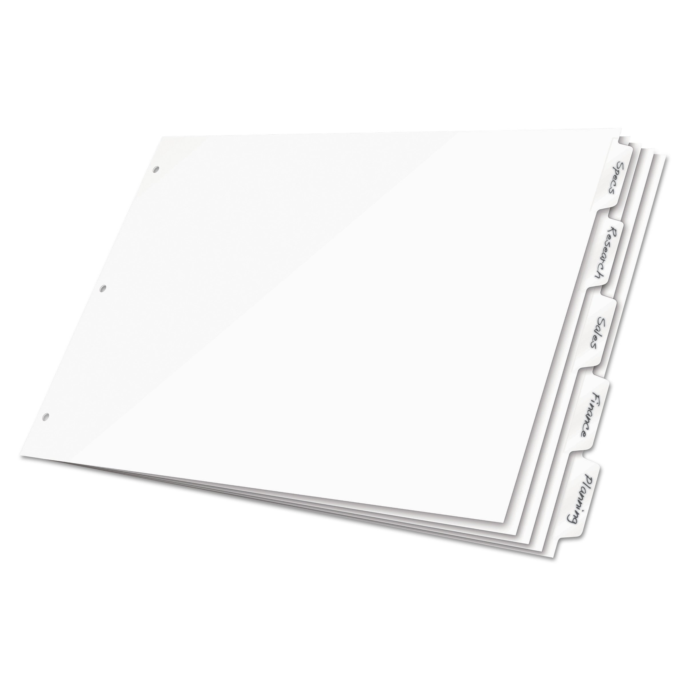 Write 'n Erase Tabloid Index Dividers, 8-Tab, 11 x 17, White, 1 Set - 