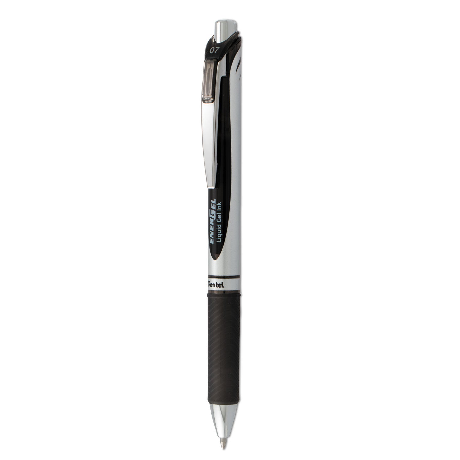 EnerGel RTX Gel Pen, Retractable, Medium 0.7 mm, Black Ink, Black/Gray Barrel - 