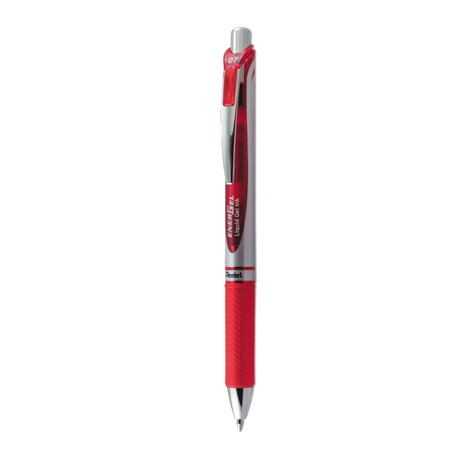 EnerGel RTX Gel Pen, Retractable, Medium 0.7 mm, Red Ink, Red/Gray Barrel - 