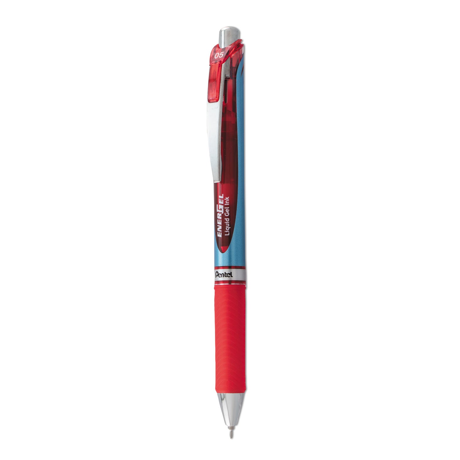 EnerGel RTX Gel Pen, Retractable, Fine 0.5 mm Needle Tip, Red Ink, Red/Blue Barrel - 