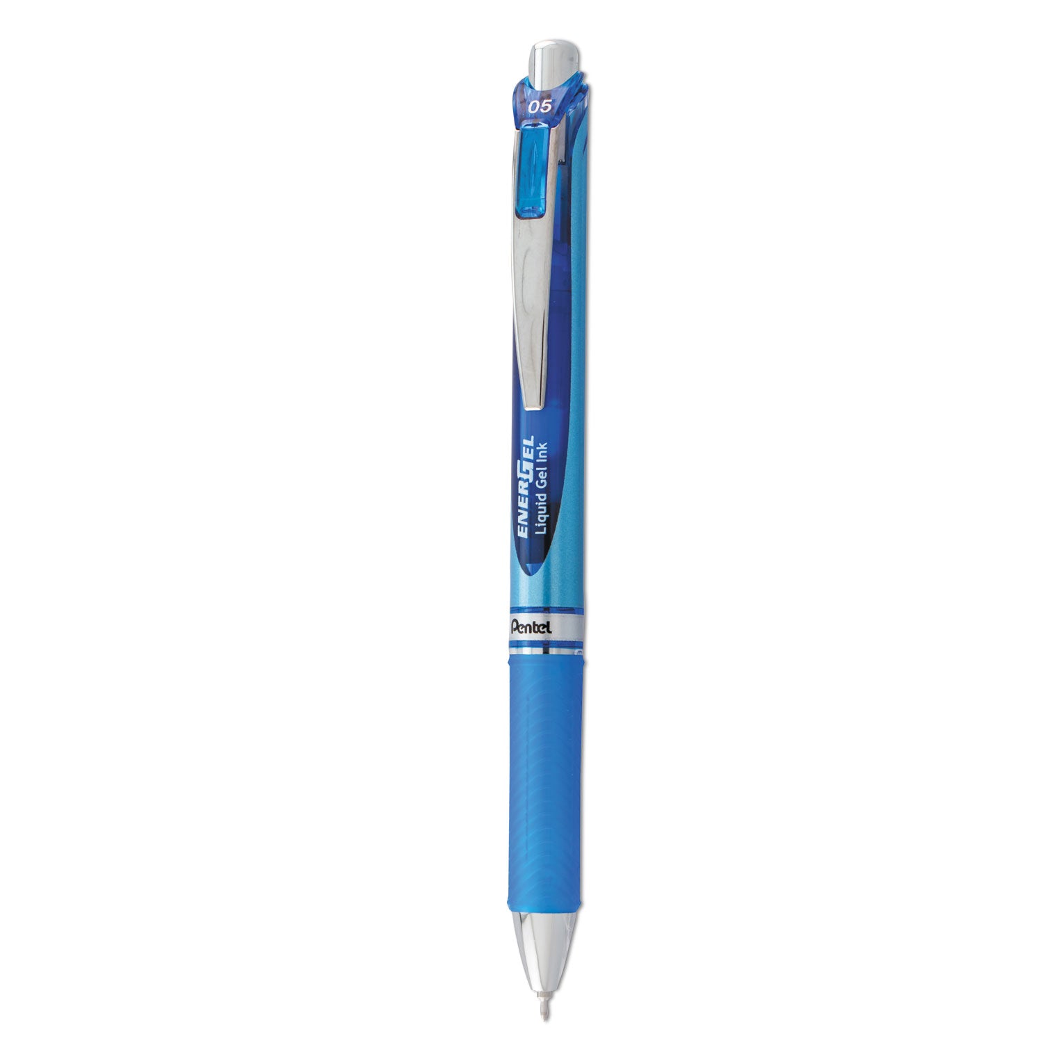 EnerGel RTX Gel Pen, Retractable, Fine 0.5 mm Needle Tip, Blue Ink, Blue/Light Blue Barrel - 
