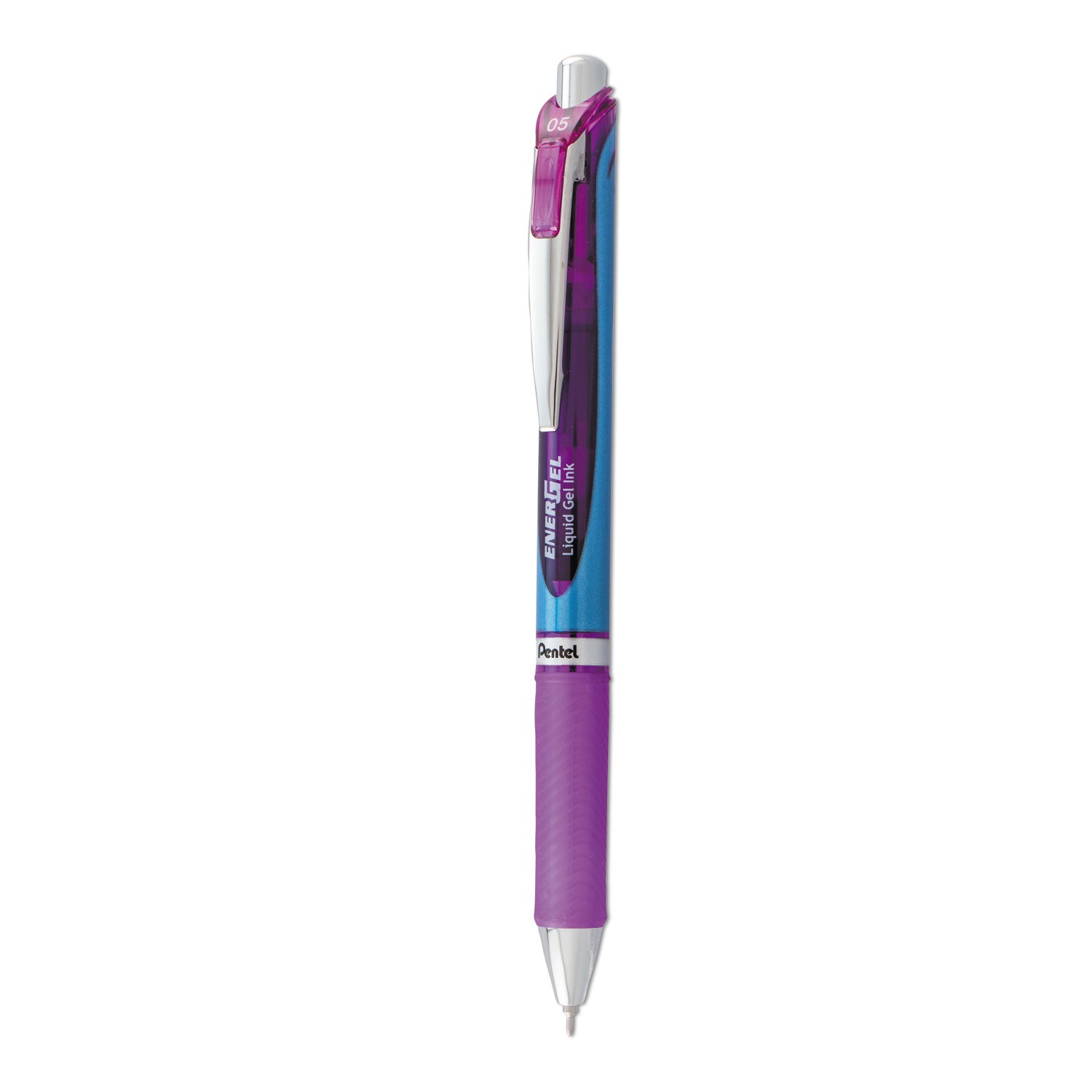 EnerGel RTX Gel Pen, Retractable, Fine 0.5 mm Needle Tip, Violet Ink, Violet/Blue Barrel - 