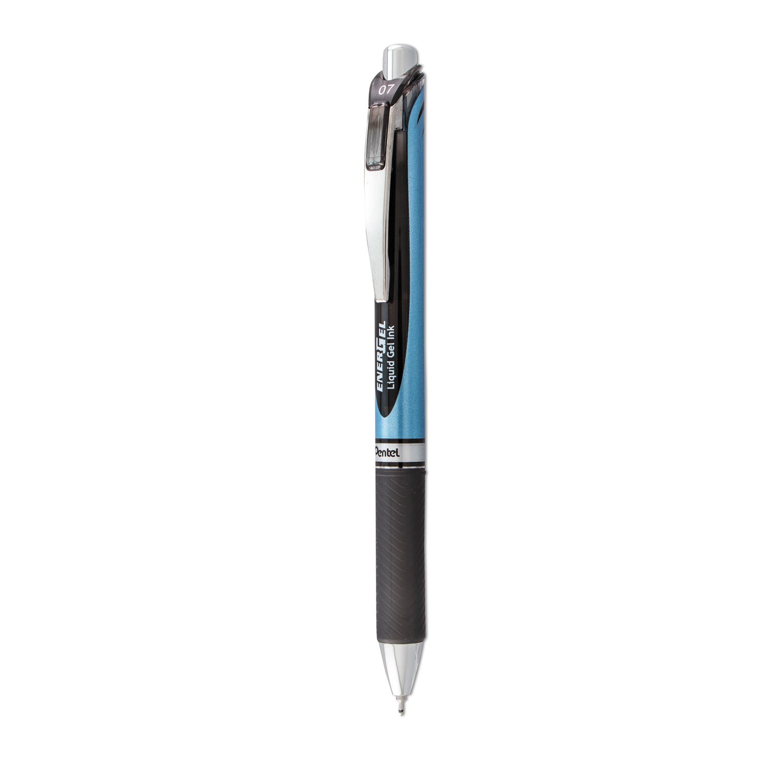 EnerGel RTX Gel Pen, Retractable, Medium 0.7 mm Needle Tip, Black Ink, Black/Blue Barrel - 