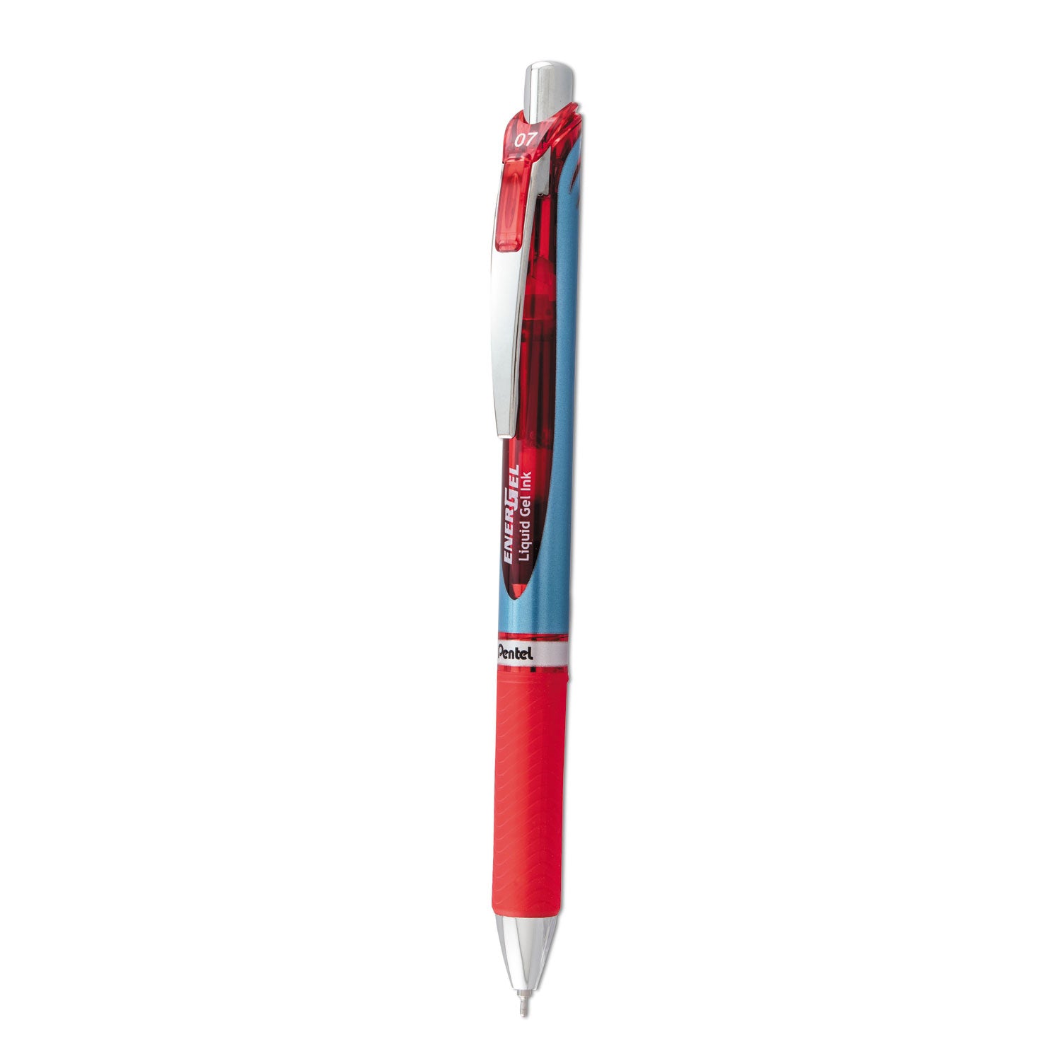 EnerGel RTX Gel Pen, Retractable, Medium 0.7 mm Needle Tip, Red Ink, Red/Blue Barrel - 