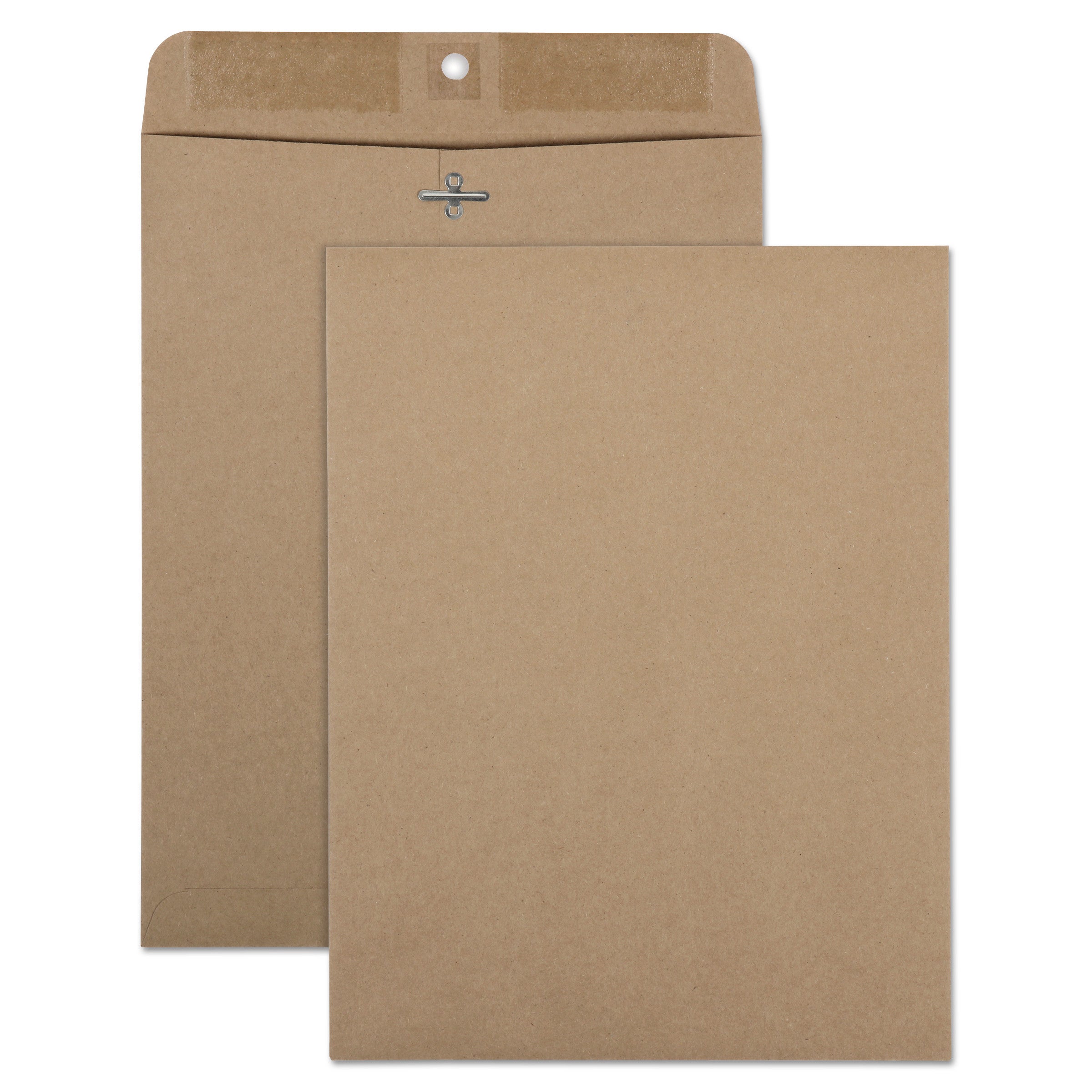 Recycled Brown Kraft Clasp Envelope, #90, Square Flap, Clasp/Gummed Closure, 9 x 12, Brown Kraft, 100/Box - 