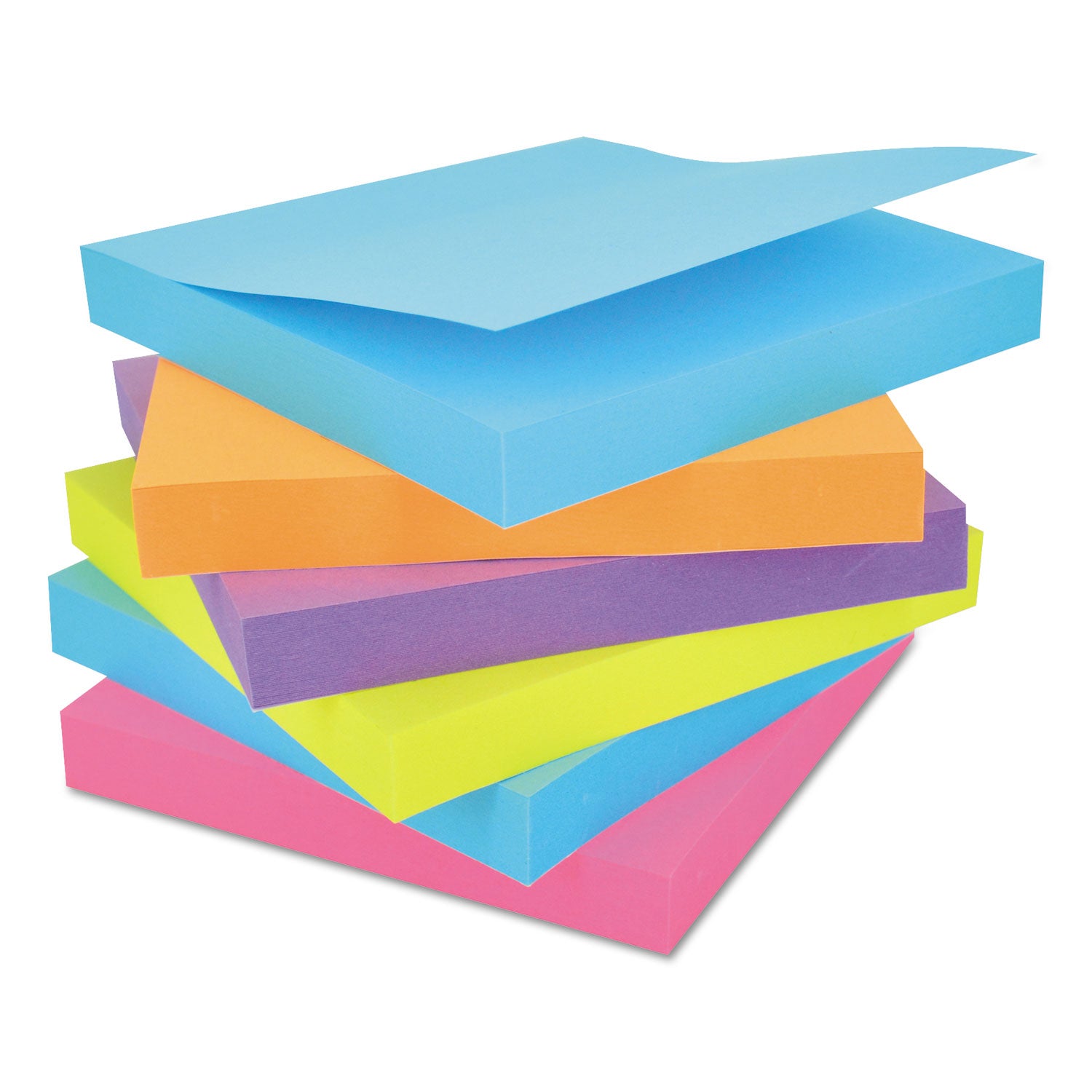 Self-Stick Note Pads, 3" x 3", Assorted Bright Colors, 100 Sheets/Pad, 12 Pads/Pack - 
