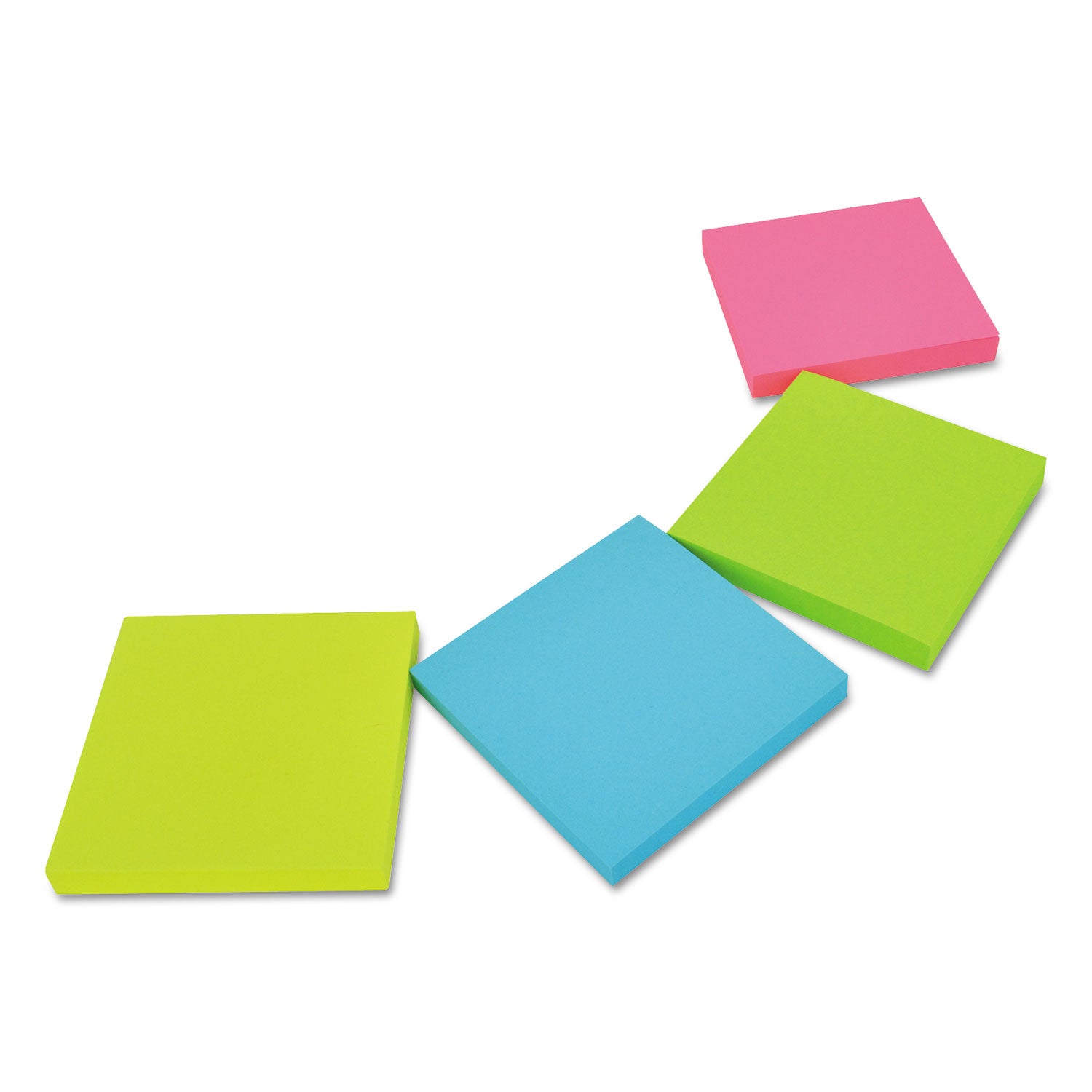 Self-Stick Note Pads, 3" x 3", Assorted Neon Colors, 100 Sheets/Pad, 12 Pads/Pack - 