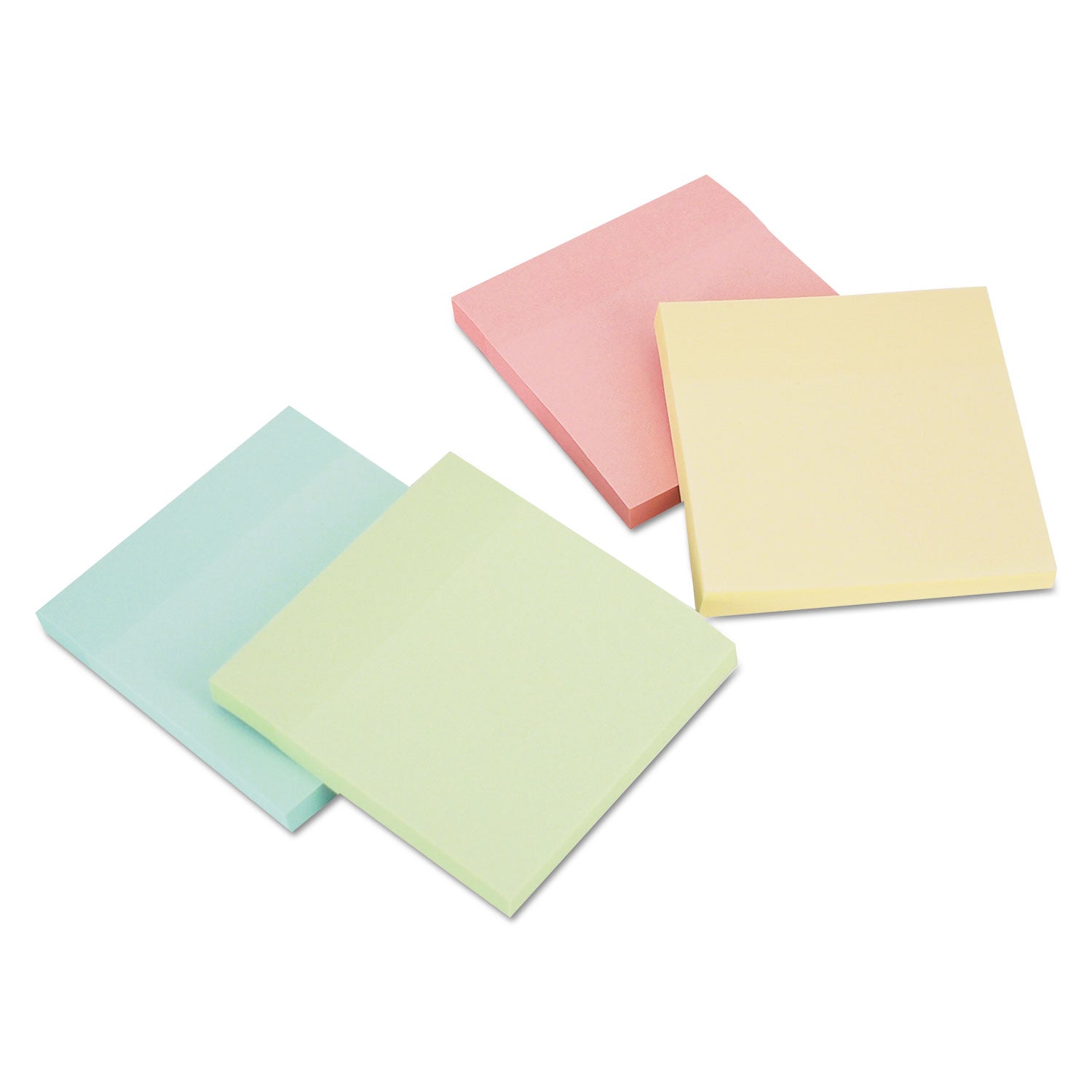 Self-Stick Note Pads, 3" x 3", Assorted Pastel Colors, 100 Sheets/Pad, 12 Pads/Pack - 