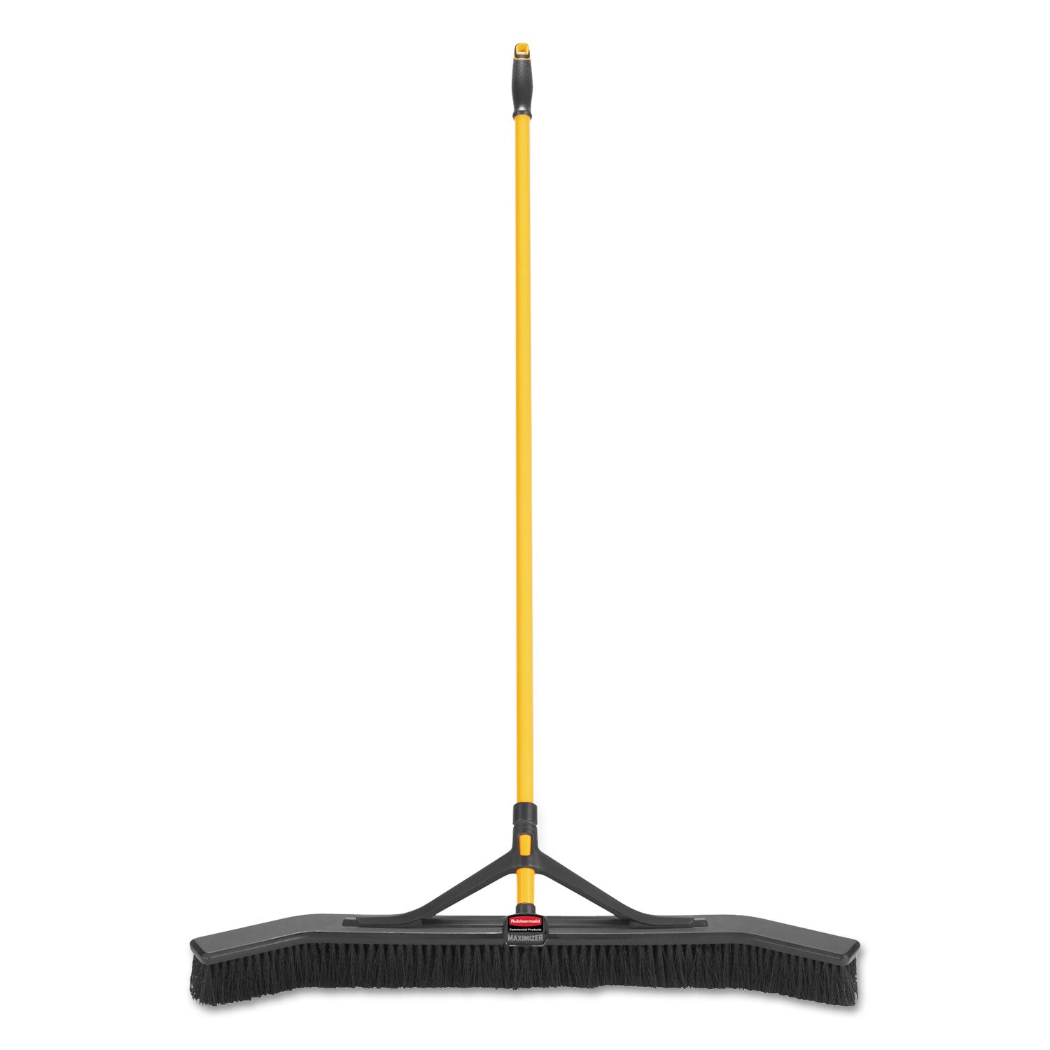 Maximizer Push-to-Center Broom, Poly Bristles, 36 x 58.13, Steel Handle, Yellow/Black