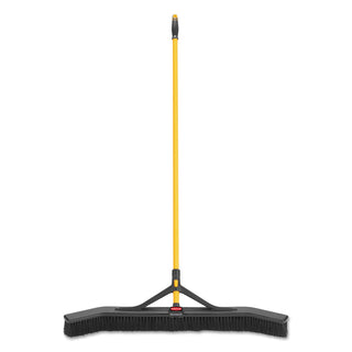 Maximizer Push-to-Center Broom, Poly Bristles, 36 x 58.13, Steel Handle, Yellow/Black