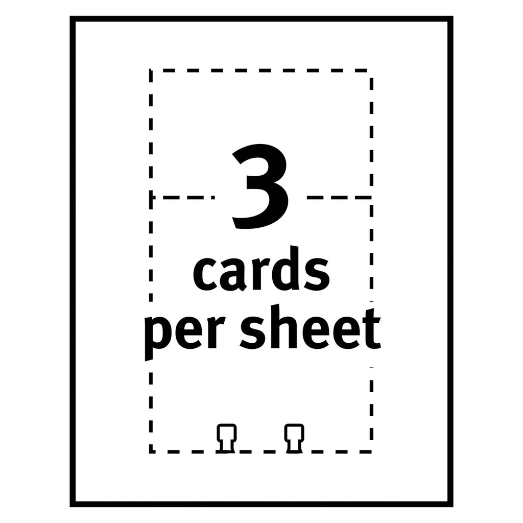 Large Rotary Cards, Laser/Inkjet, 3 x 5, White, 3 Cards/Sheet, 150 Cards/Box - 