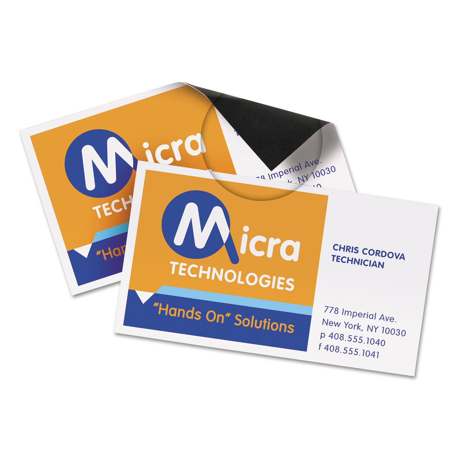 Magnetic Business Cards, Inkjet, 2 x 3.5, White, 30 Cards, 10 Cards/Sheet, 3 Sheets/Pack - 