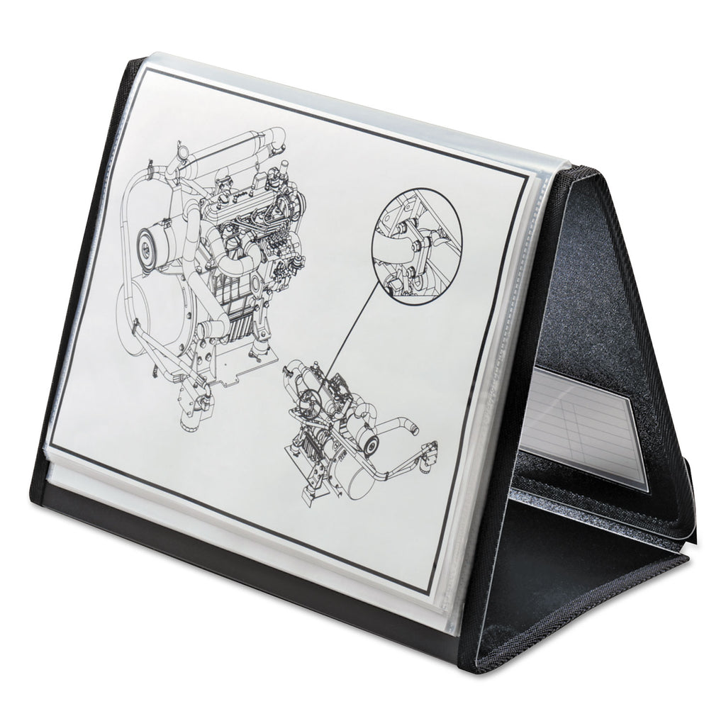ShowFile Horizontal Display Easel, 20 Letter-Size Sleeves, Black