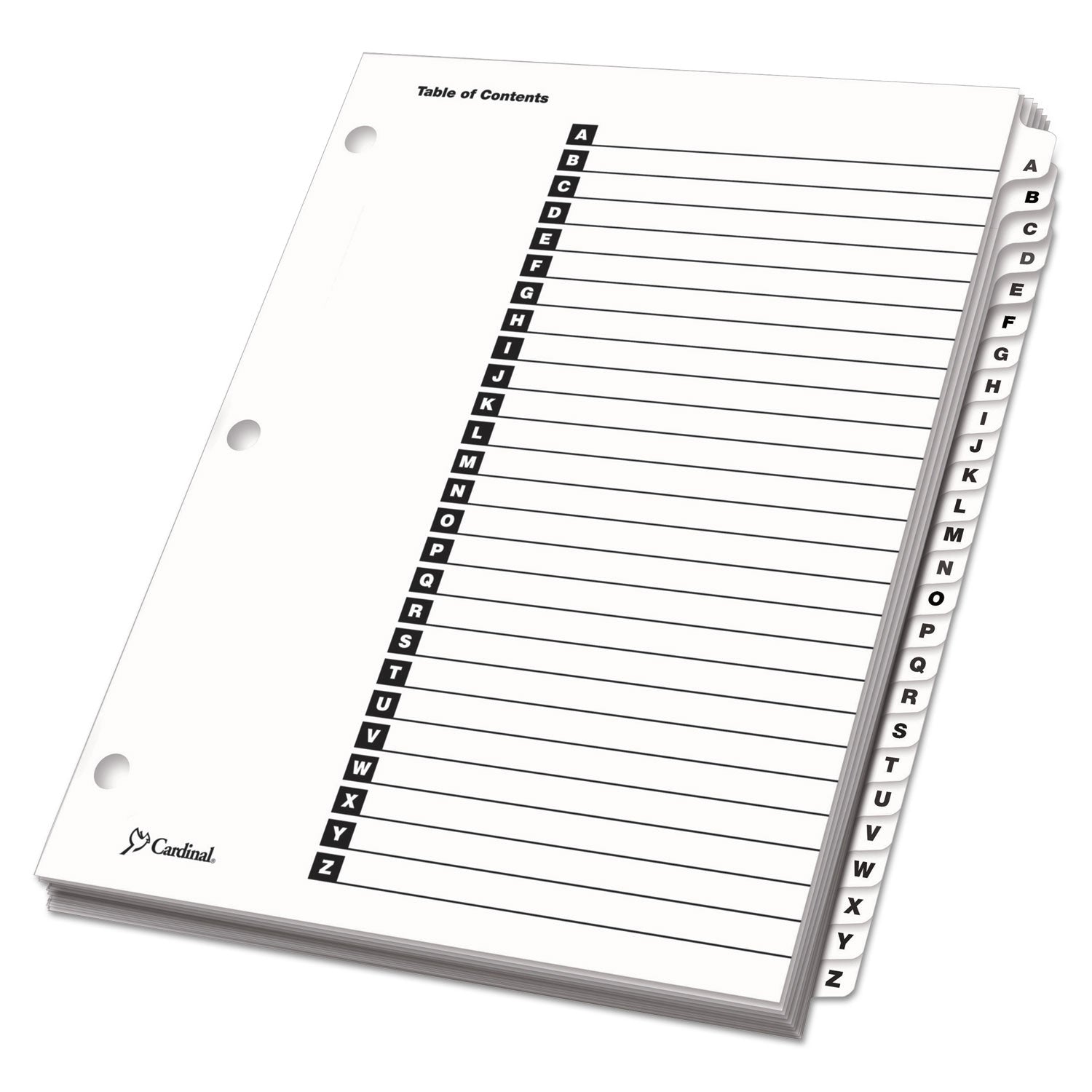 OneStep Printable Table of Contents and Dividers, 26-Tab, A to Z, 11 x 8.5, White, White Tabs, 1 Set - 