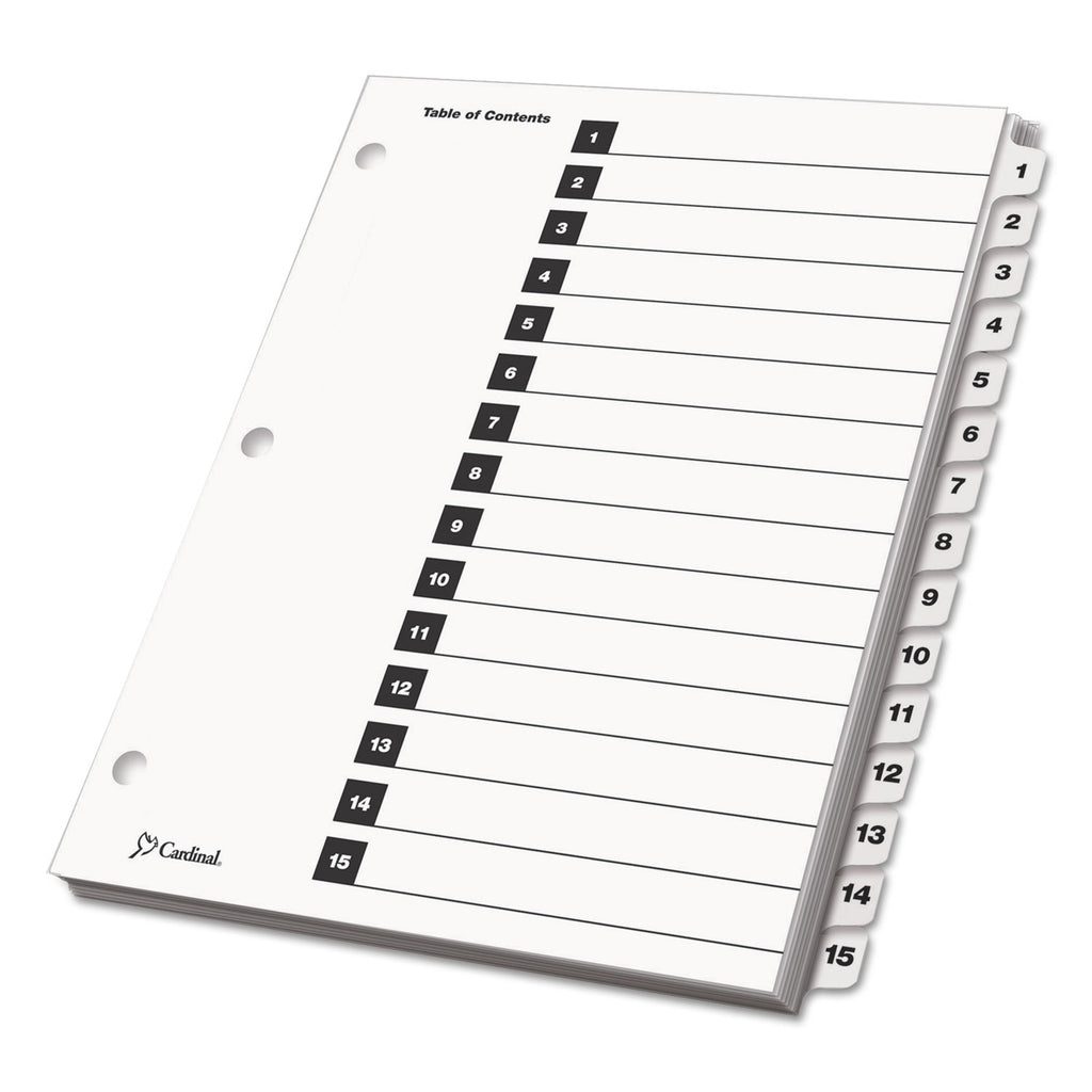 OneStep Printable Table of Contents and Dividers, 15-Tab, 1 to 15, 11 x 8.5, White, White Tabs, 1 Set - 