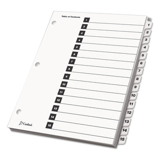 OneStep Printable Table of Contents and Dividers, 15-Tab, 1 to 15, 11 x 8.5, White, White Tabs, 1 Set - 
