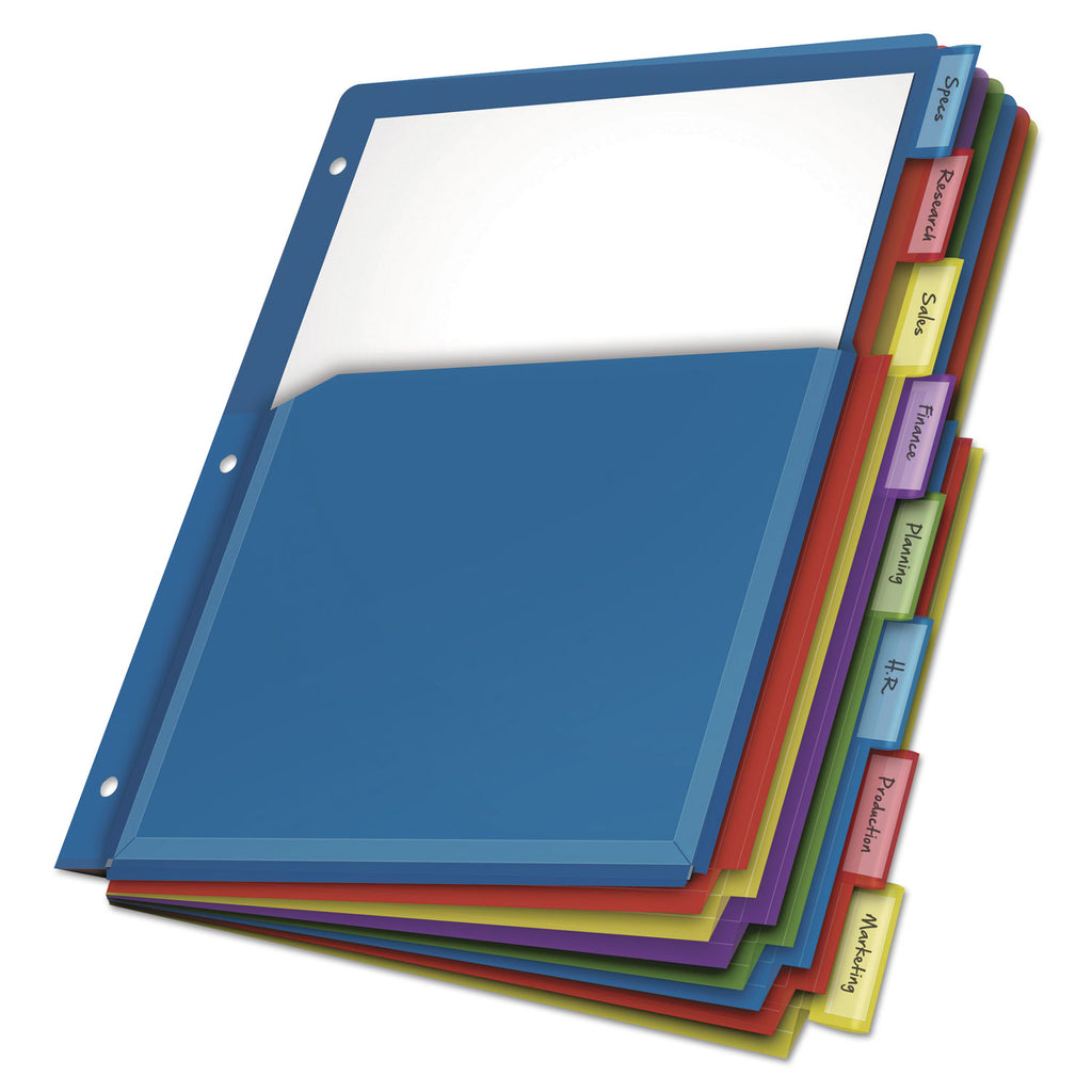 Expanding Pocket Index Dividers, 8-Tab, 11 x 8.5, Assorted, 1 Set - 