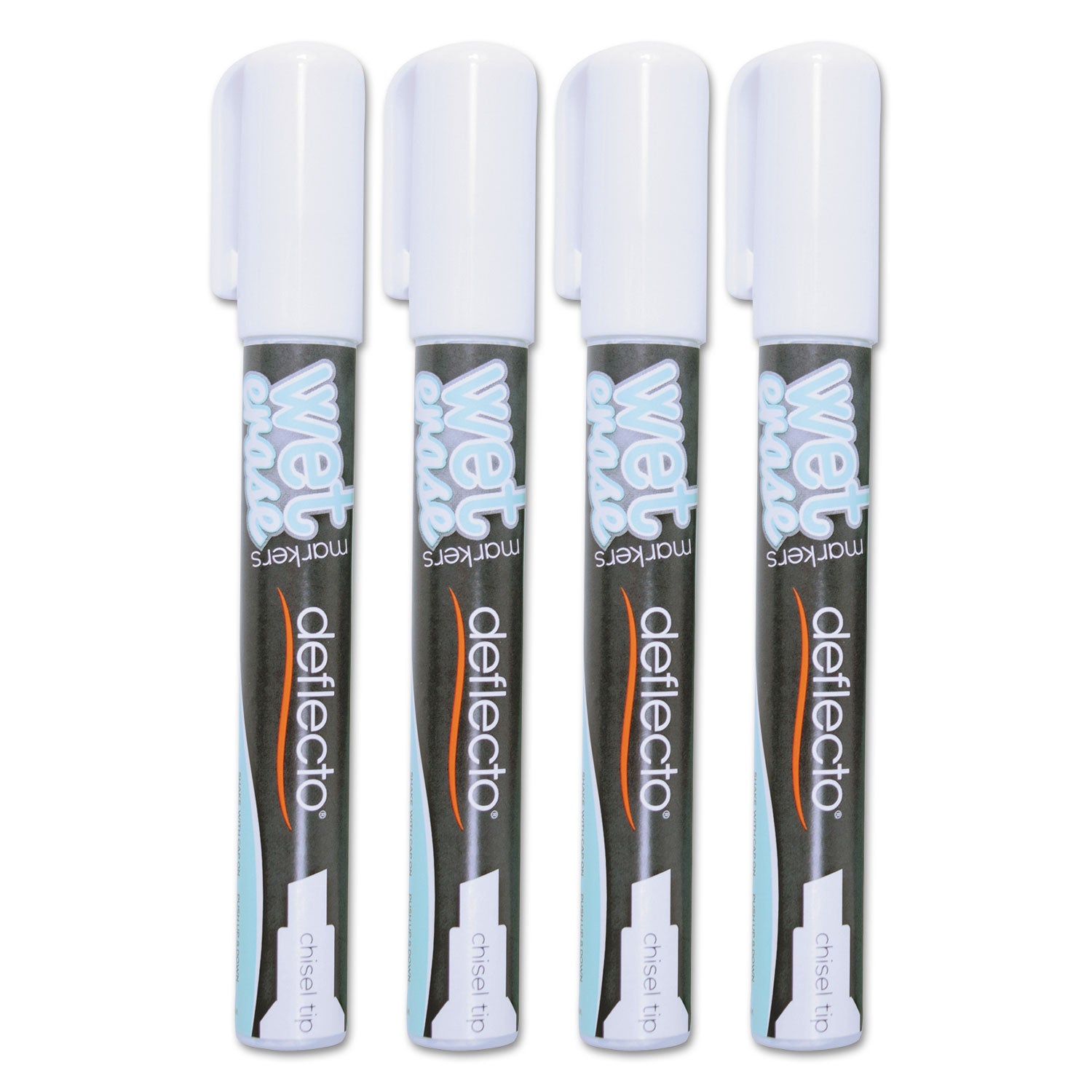 Wet Erase Markers, Medium Chisel Tip, White, 4/Pack