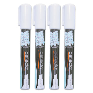 Wet Erase Markers, Medium Chisel Tip, White, 4/Pack