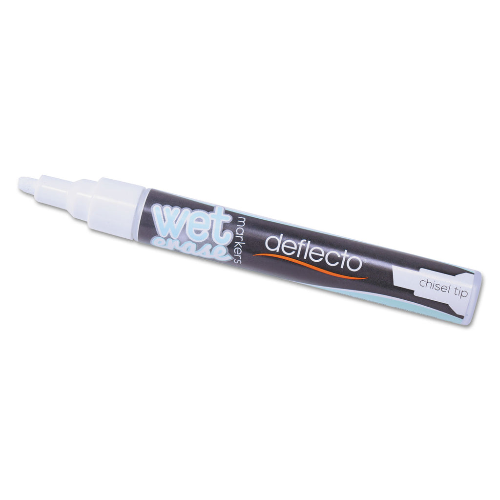 Wet Erase Markers, Medium Chisel Tip, White, 4/Pack