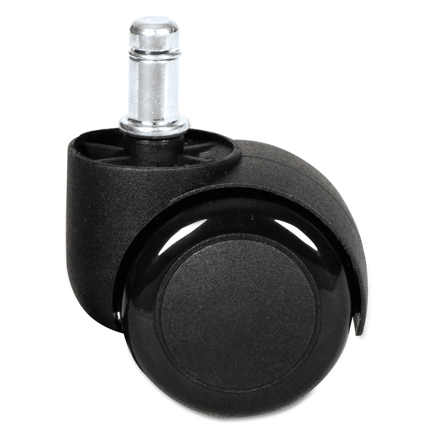 Dual Wheel Hooded Casters, Grip Ring Type B Stem, 2" Soft Nylon Wheel, Black, 5/Set - 3