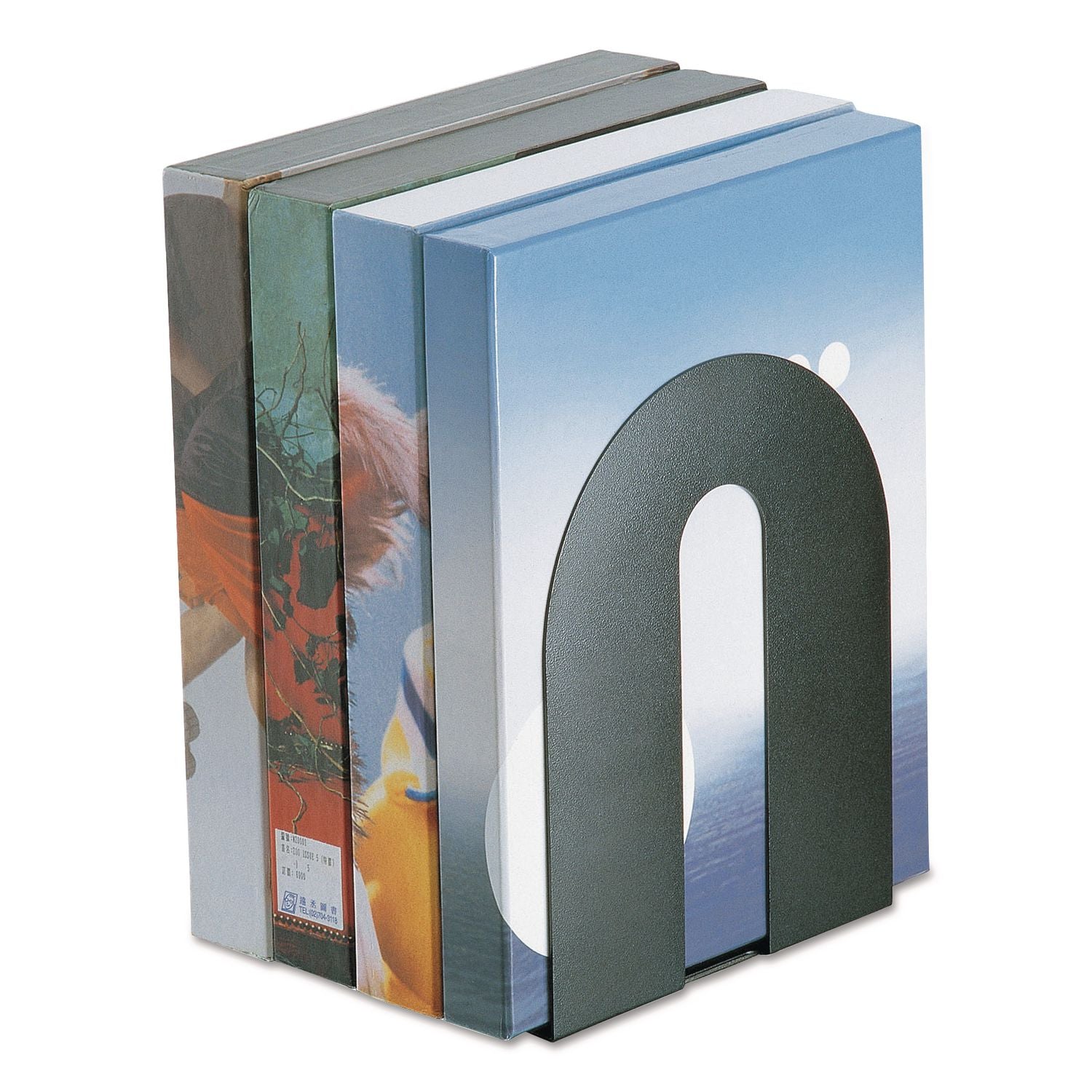 Heavy Duty Bookends, Nonskid, 8 x 8 x 10, Steel, Black, 1 Pair