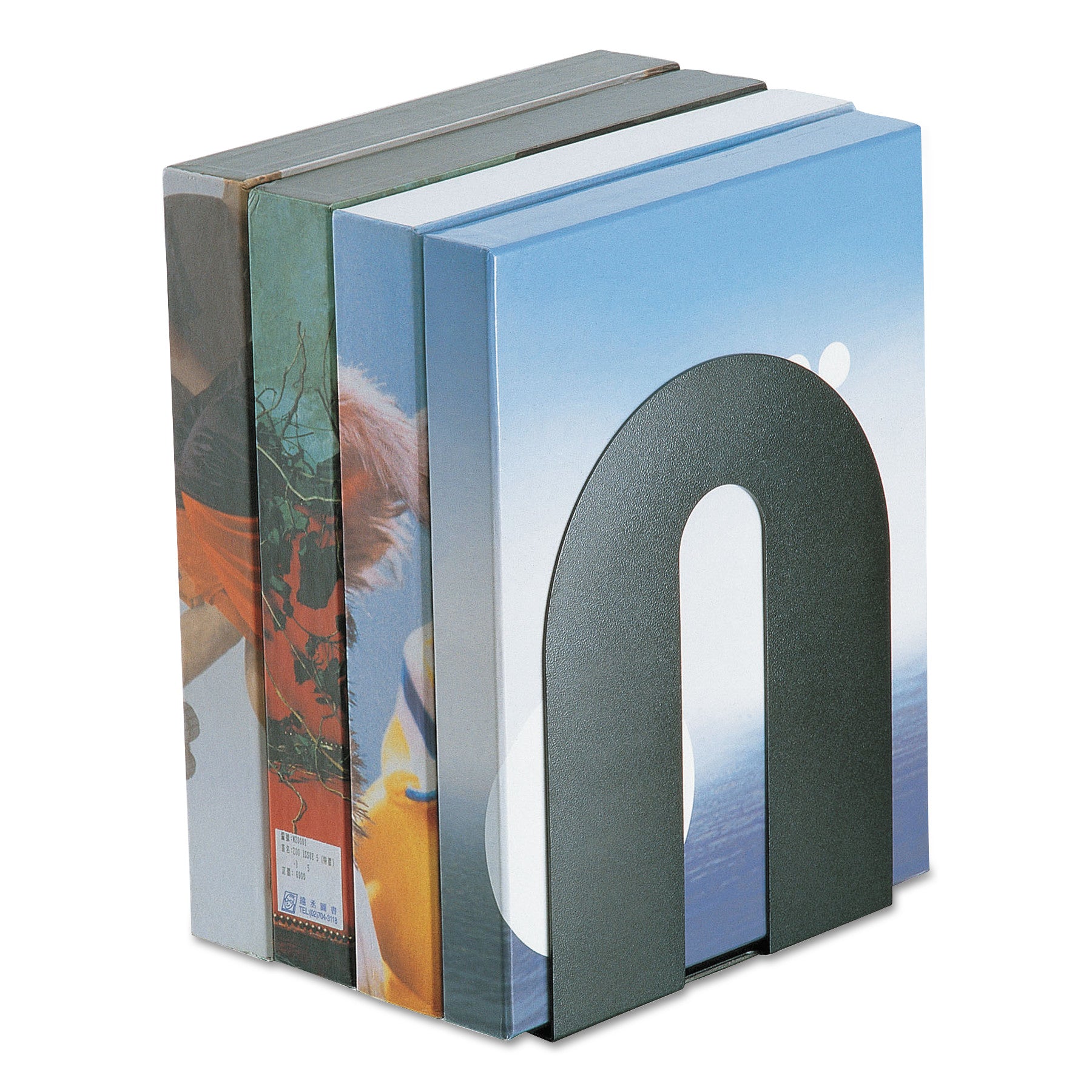 Heavy Duty Bookends, Nonskid, 8 x 8 x 10, Steel, Black, 1 Pair - 