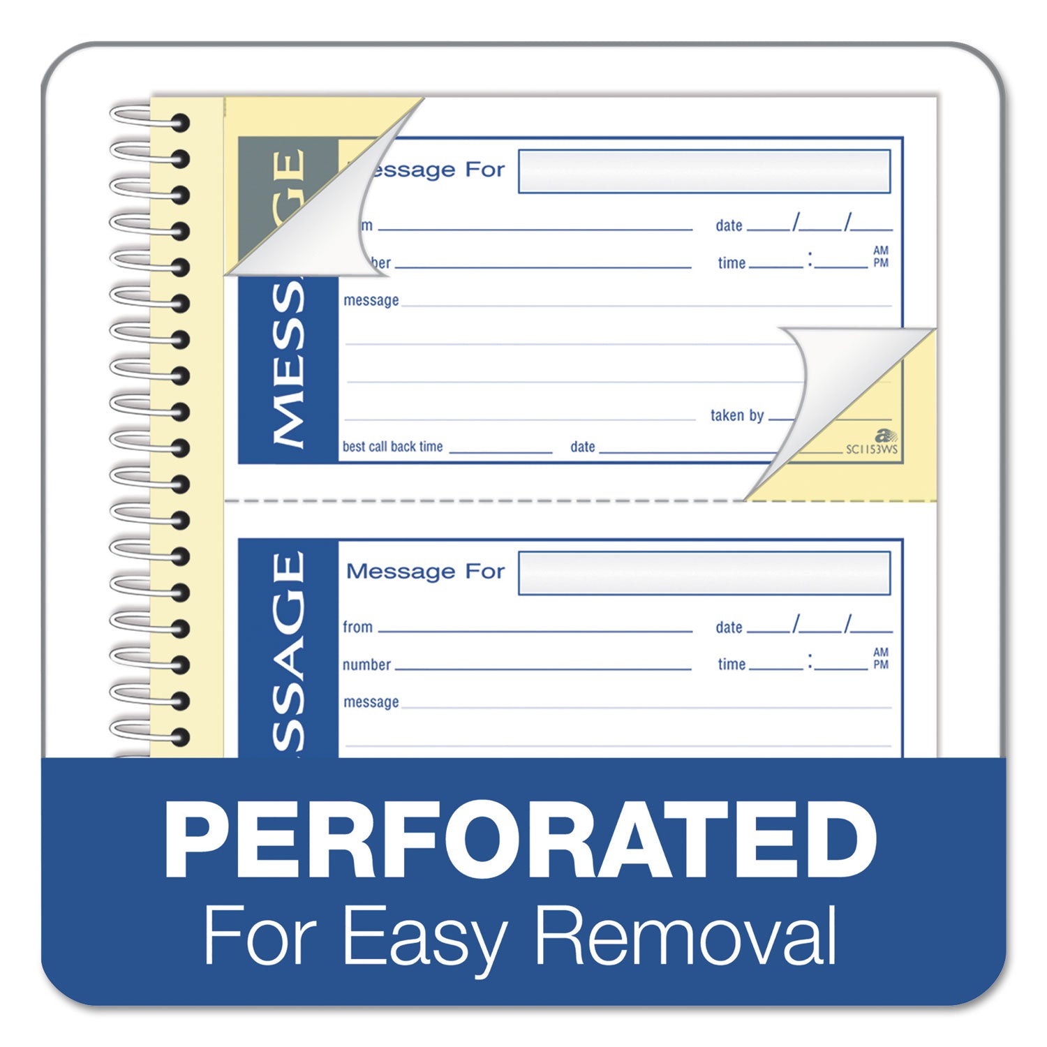 Write 'n Stick Phone Message Book, Two-Part Carbonless, 4.75 x 2.75, 4 Forms/Sheet, 200 Forms Total - 