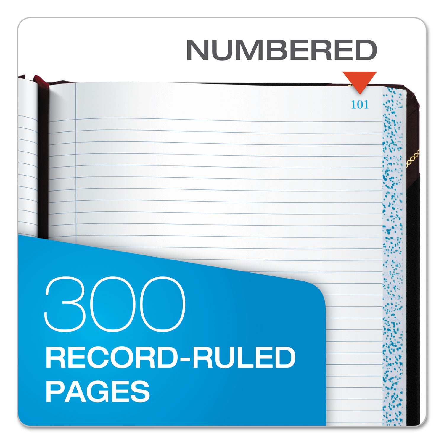 Extra-Durable Bound Book, Single-Page Record-Rule Format, Black/Maroon/Gold Cover, 10.13 x 7.78 Sheets, 300 Sheets/Book - 