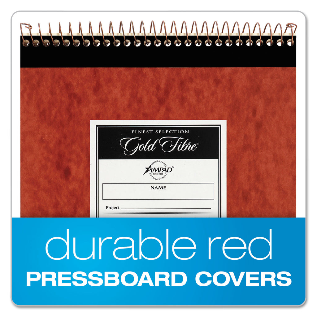Gold Fibre Retro Wirebound Writing Pads, Wide/Legal and Quadrille Rule, Red Cover, 70 White 8.5 x 11.75 Sheets